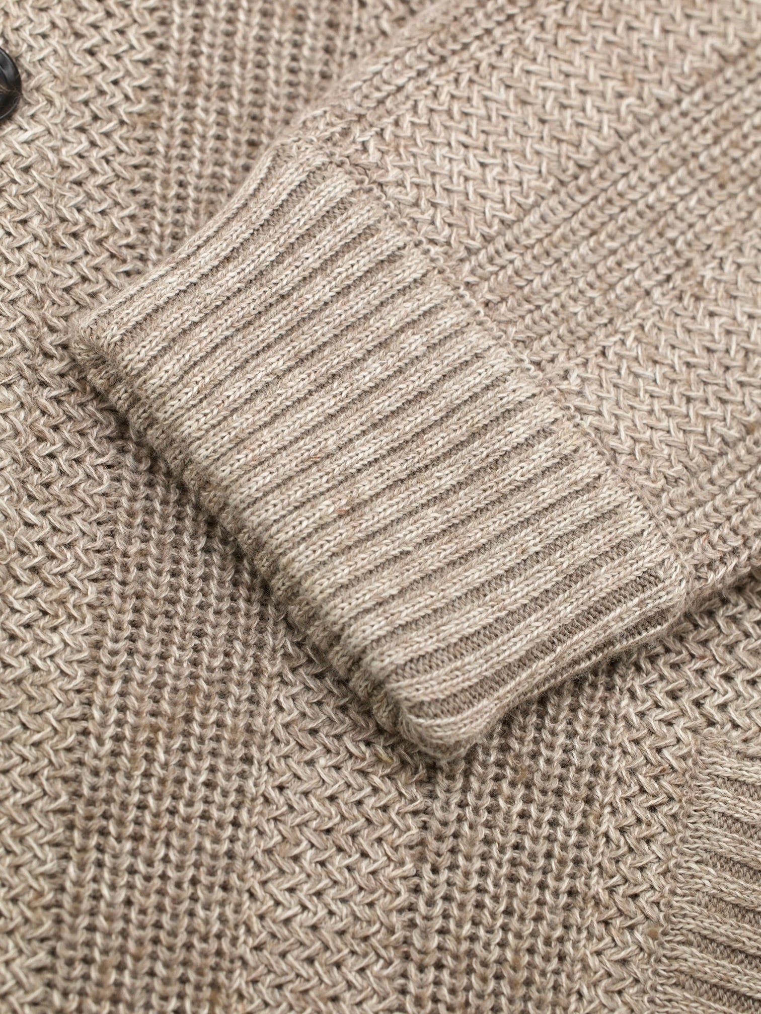 Maurizio Baldassari Taupe Acrylic, Linen, Wool & Cashmere Stripe-Pattern Cardigan