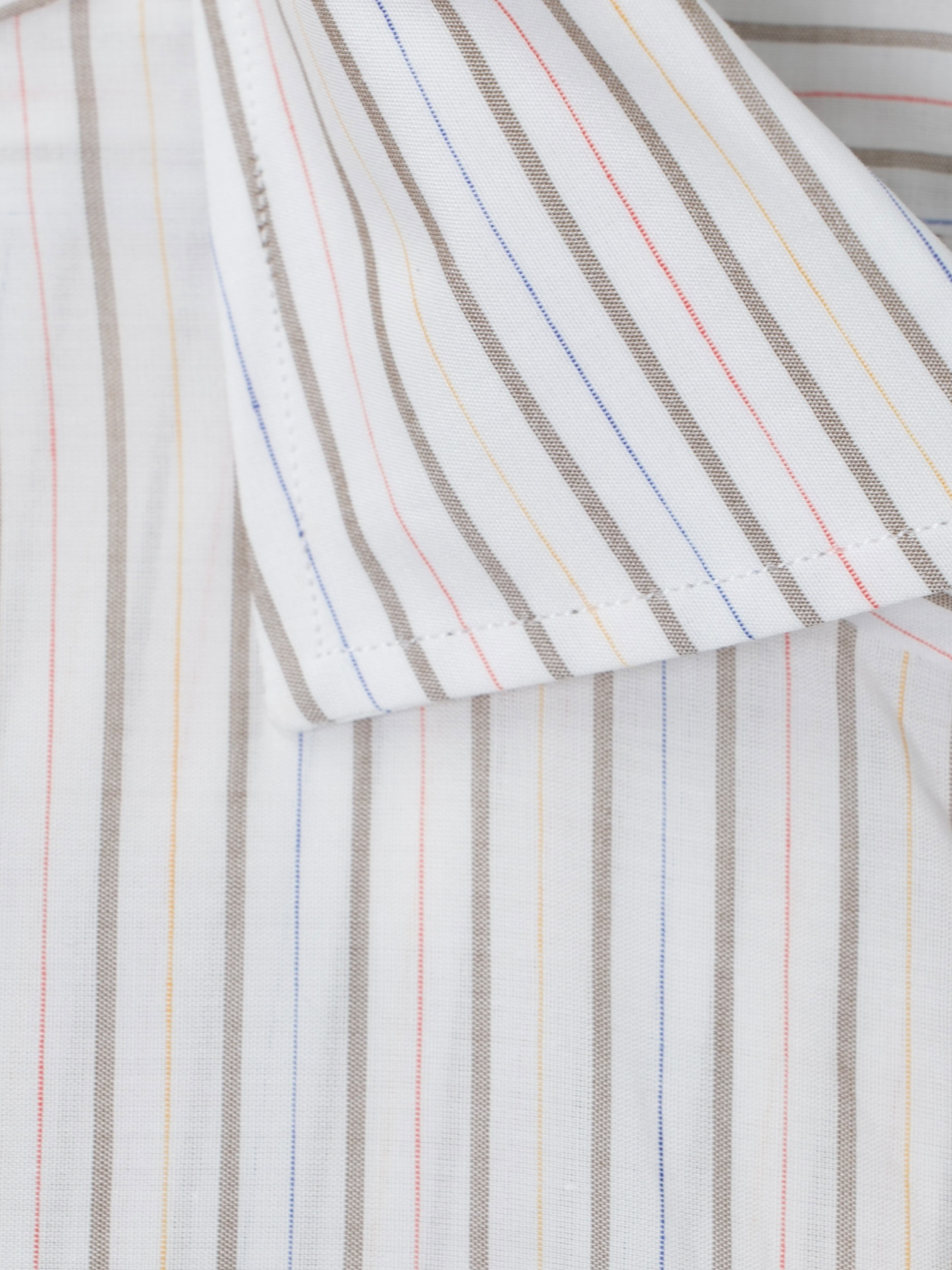 Finamore White & Multicolor Cotton & Linen "Carlo Riva" Summer Shirt