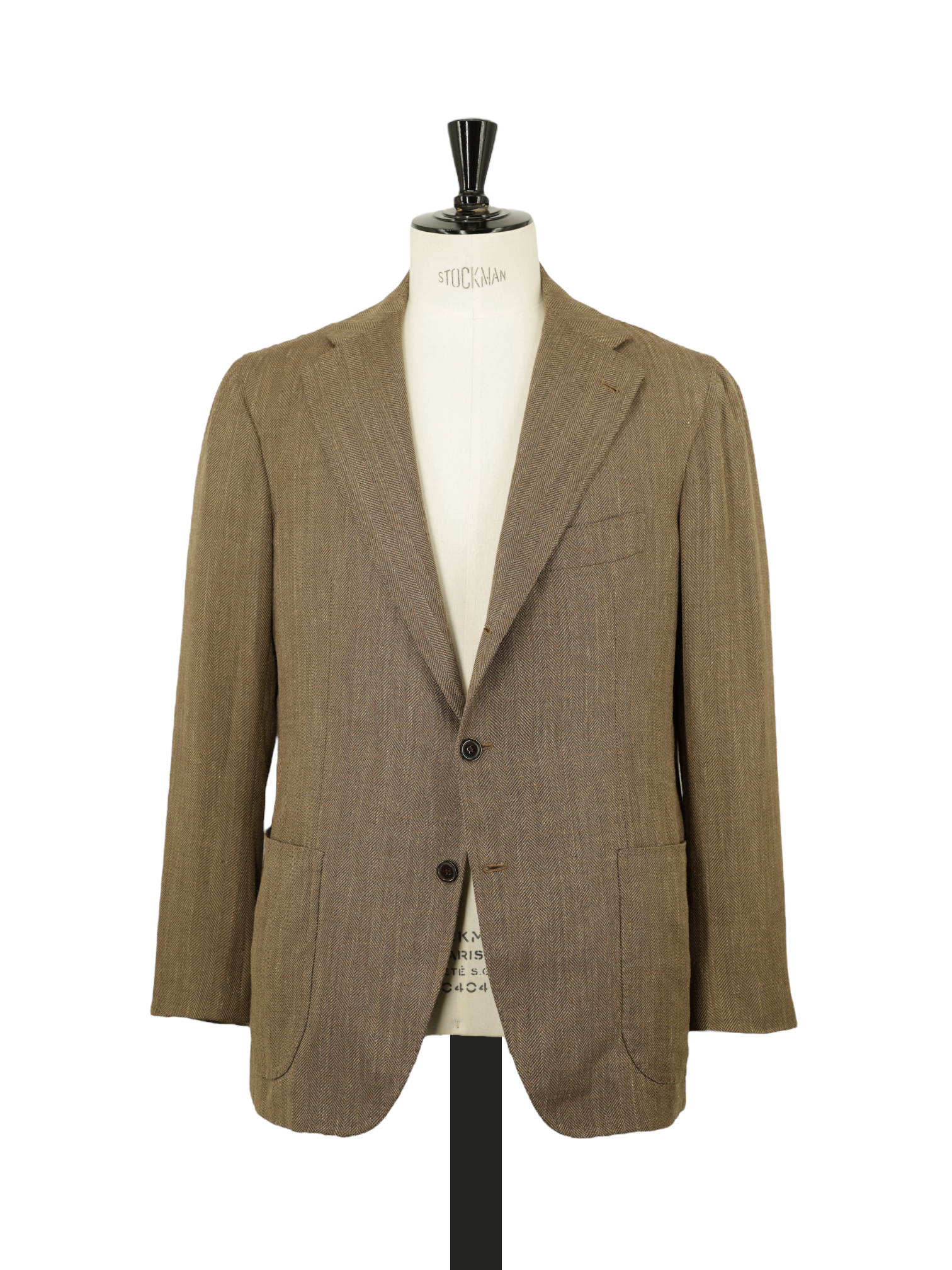 Orazio Luciano Brown Wool, Silk & Linen Herringbone Jacket