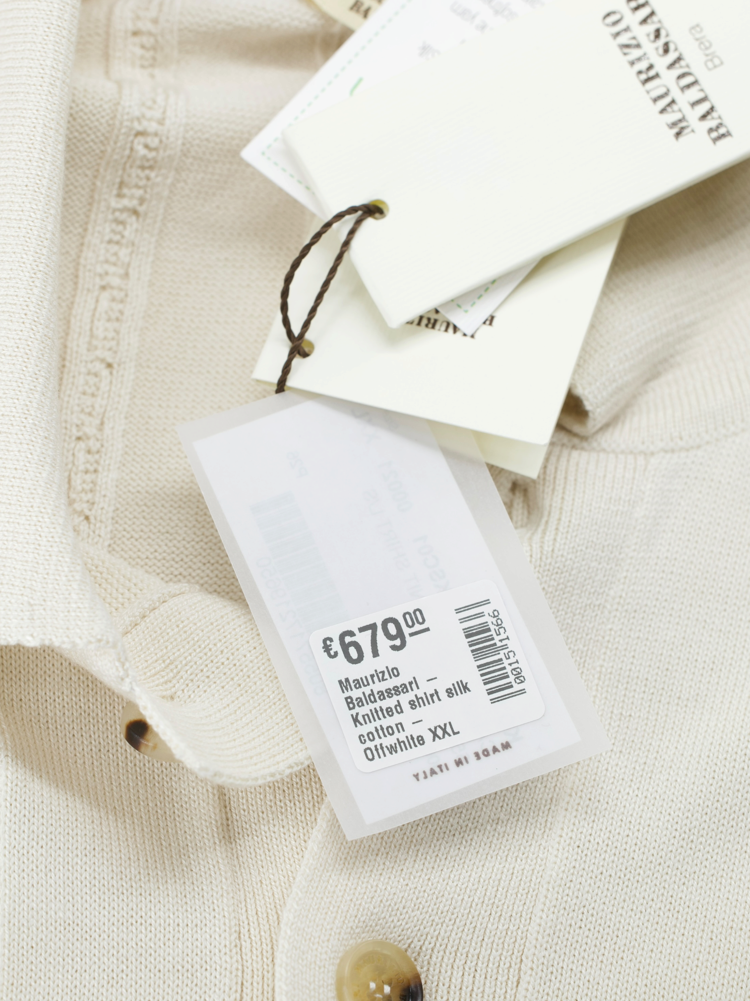 Maurizio Baldassari Crème Silk & Cotton Cable-Knitted Cardigan Shirt