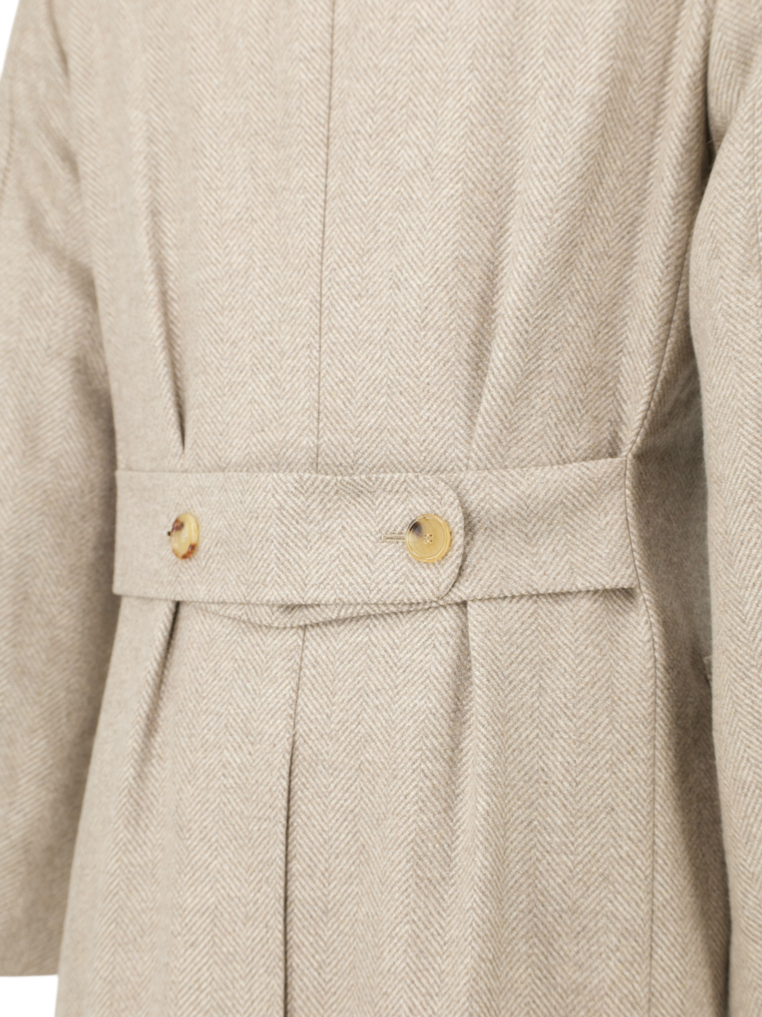 Cesare Attolini Taupe Pure Cashmere Herringbone Sartorial Polo Coat