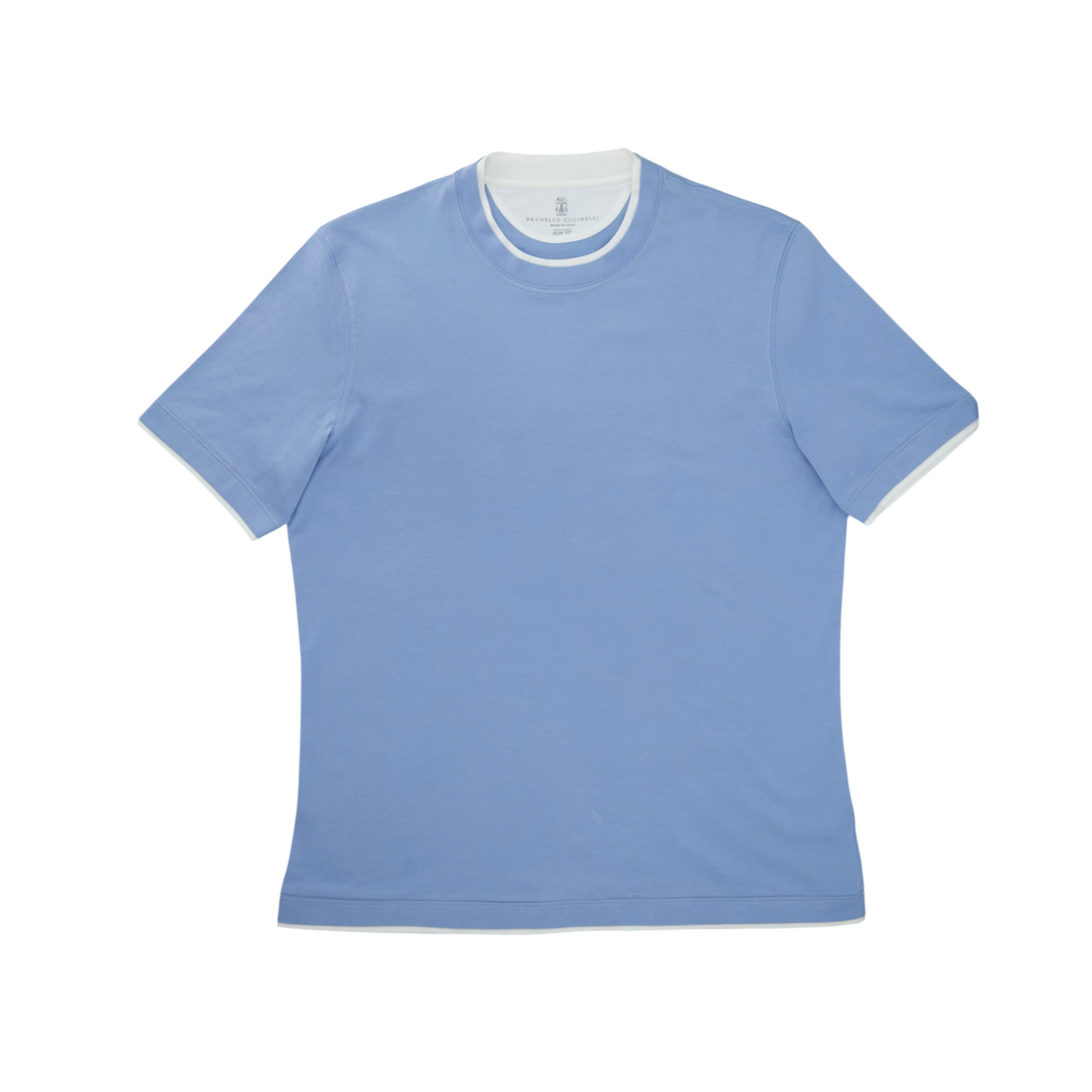 BRUNELLO CUCINELLI ライトブルー Tシャツ Brunello Cucinelli Light Blue Cotton Jersey Faux-Layering