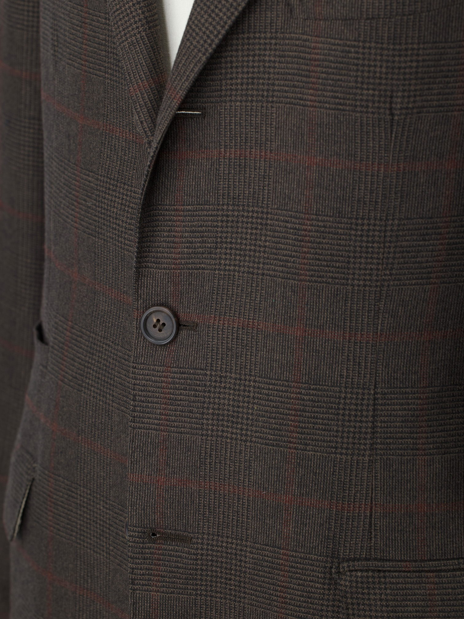 Brunello Cucinelli Dark Brown & Burgundy Wool & Cashmere Glenplaid Jacket