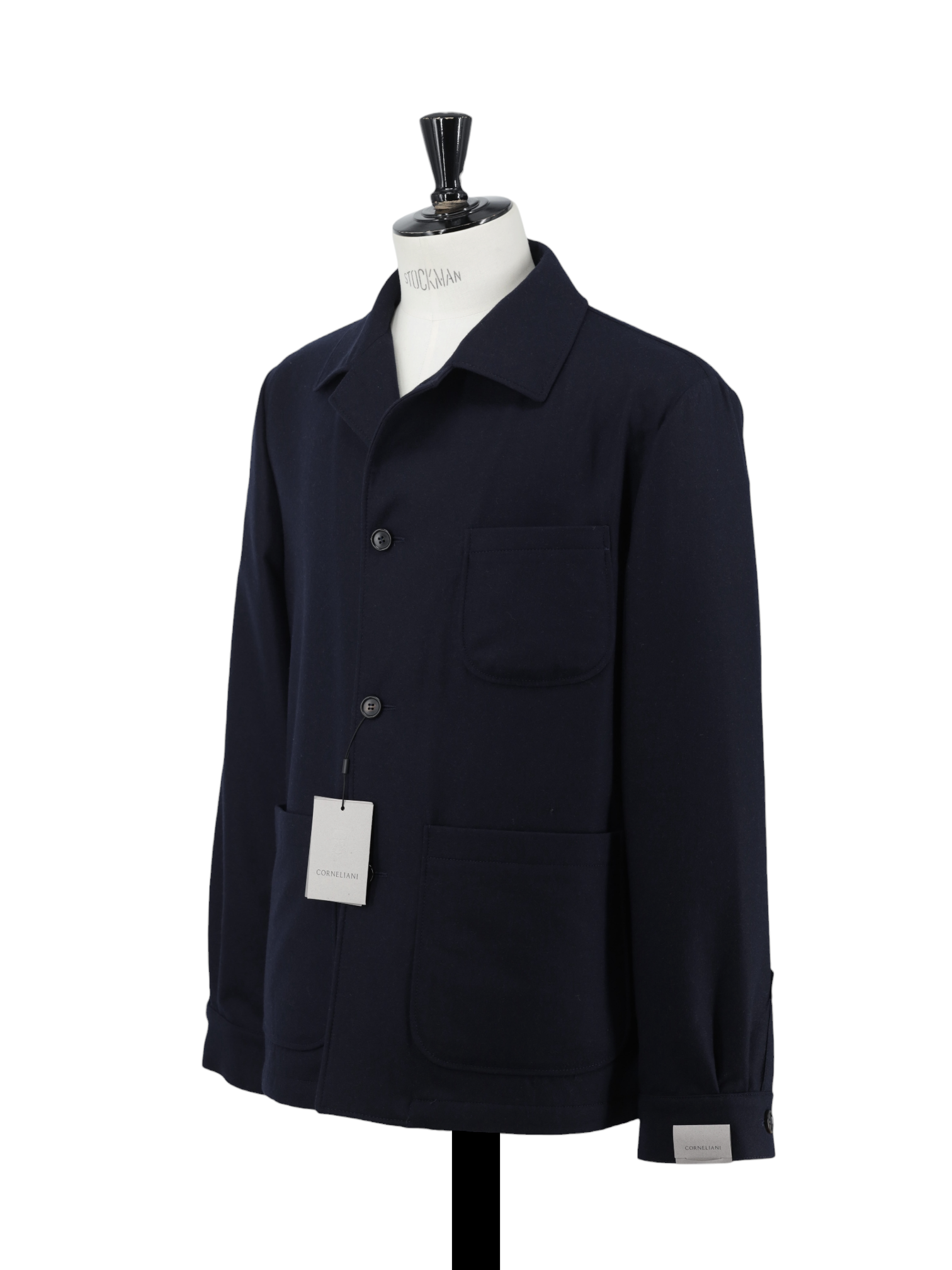 Corneliani Navy Wool & Silk Sportswear-Overshirt Jacket