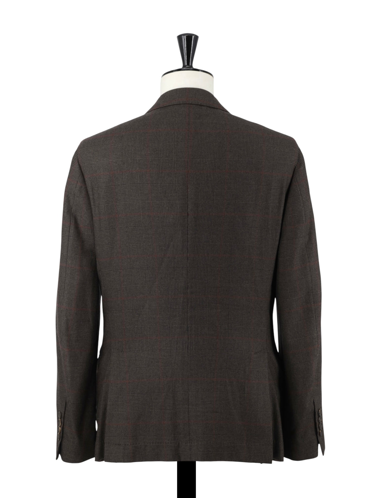 Brunello Cucinelli Dark Brown & Burgundy Wool & Cashmere Glenplaid Jacket