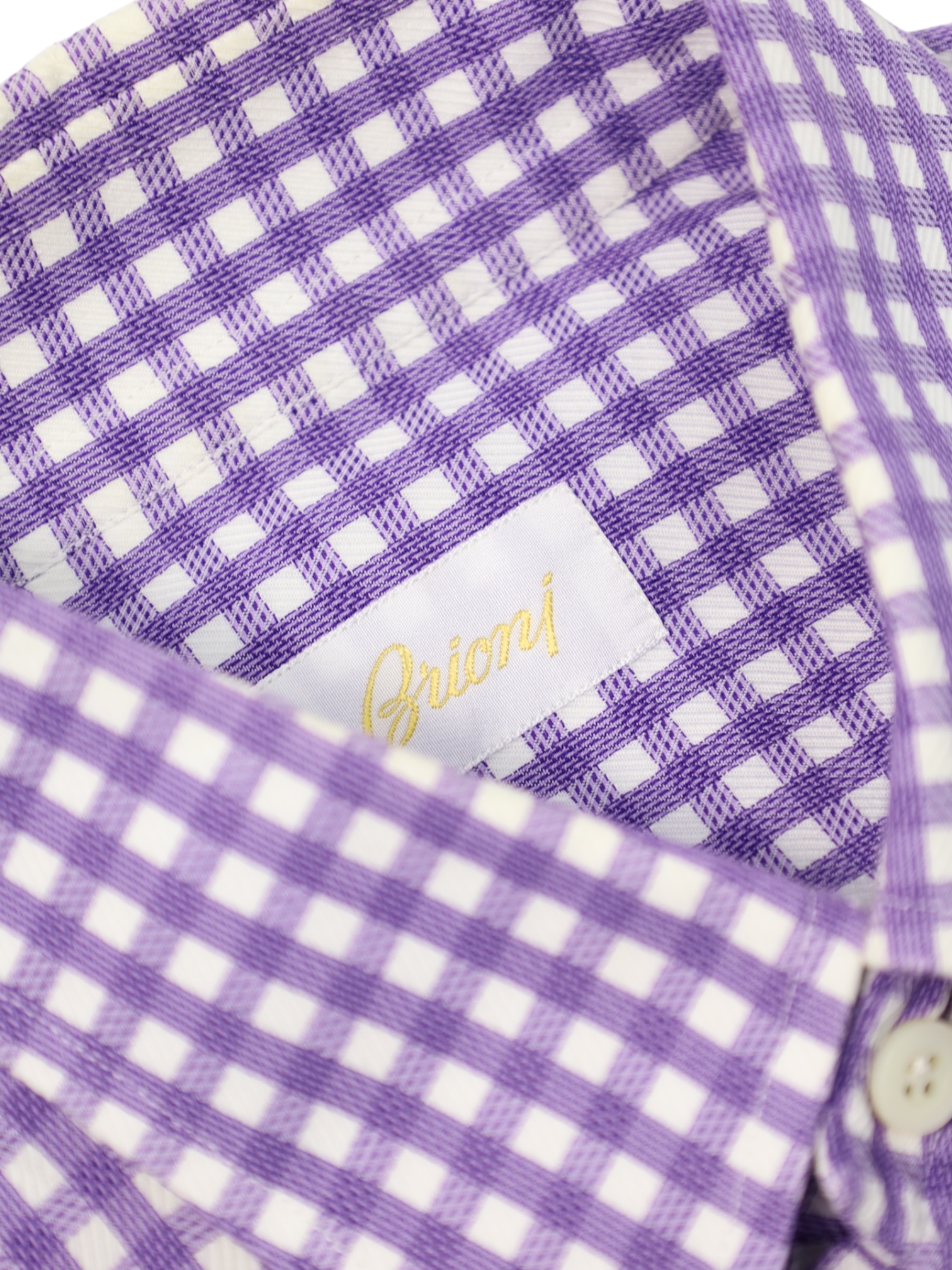 Brioni Purple Gingham Check Shirt