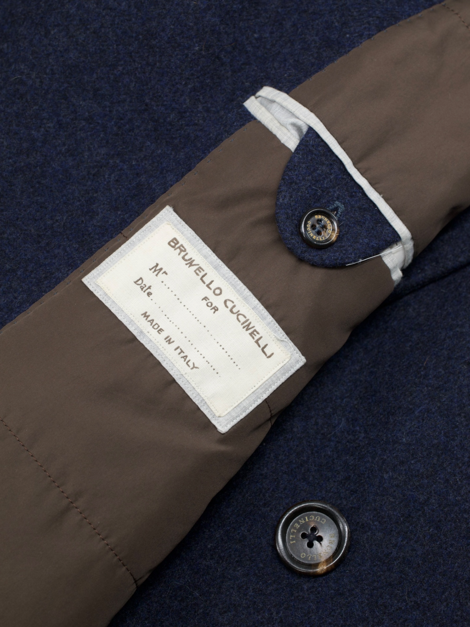 Brunello Cucinelli Dark Blue Wool & Cashmere Double Breasted Peacoat