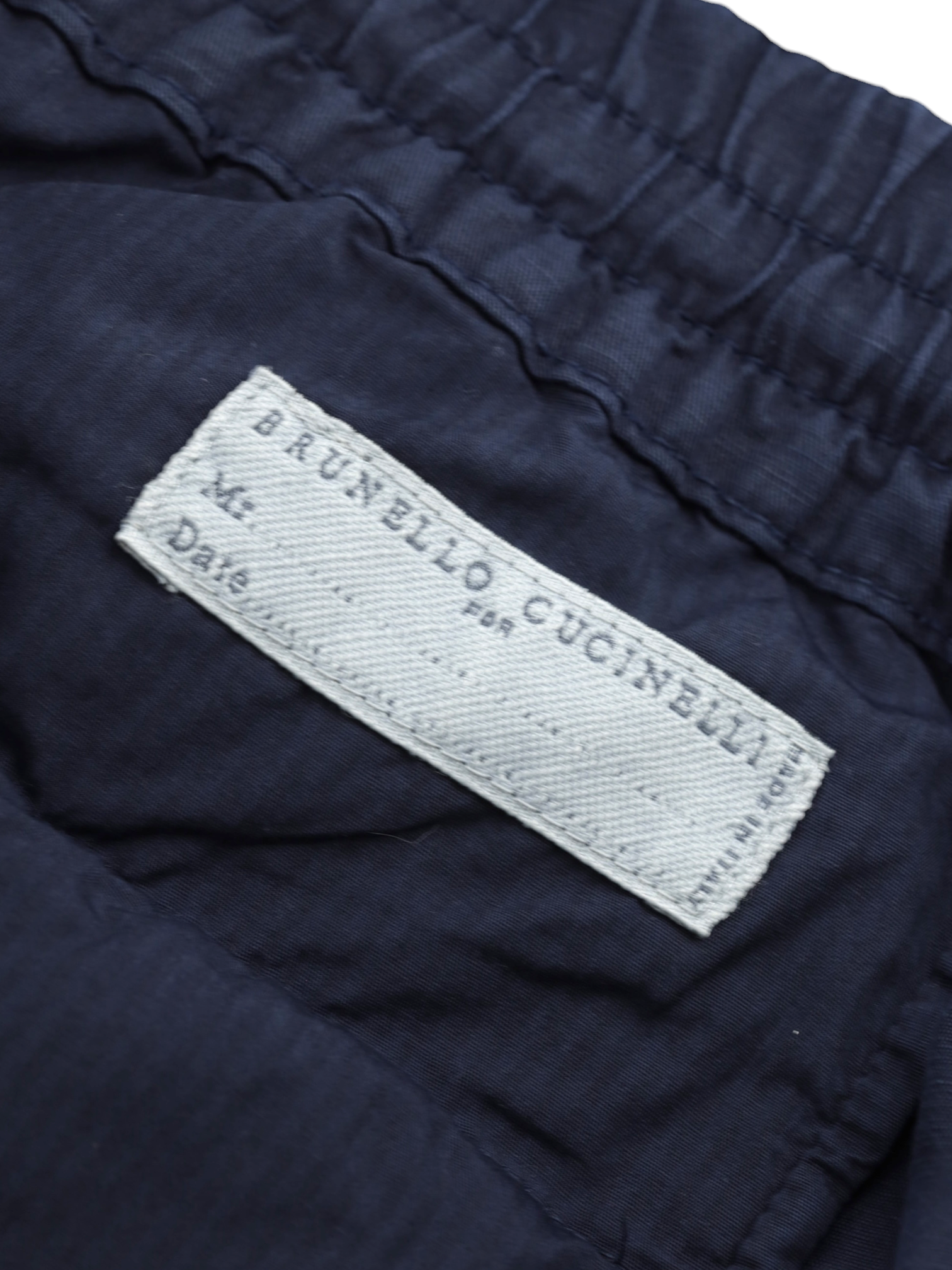 Brunello Cucinelli Navy Linen & Cotton Drawstring Trousers