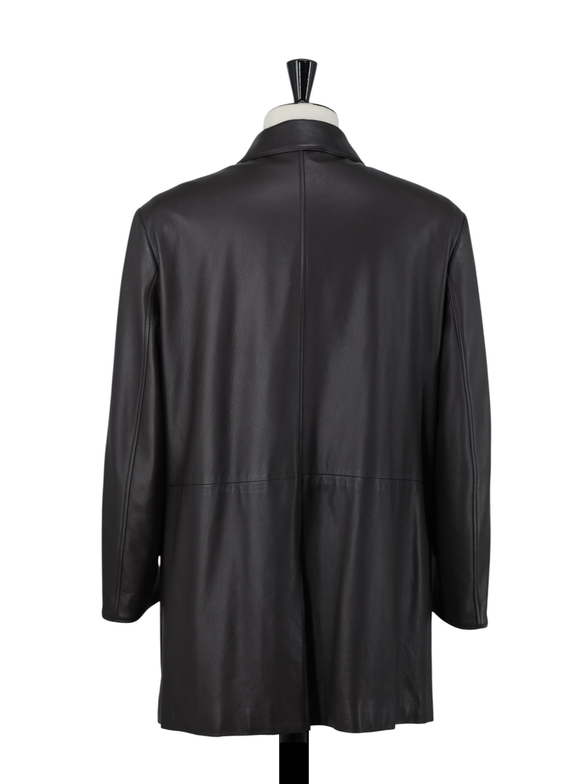 Brioni Dark Brown Deerskin Grain Leather Coat