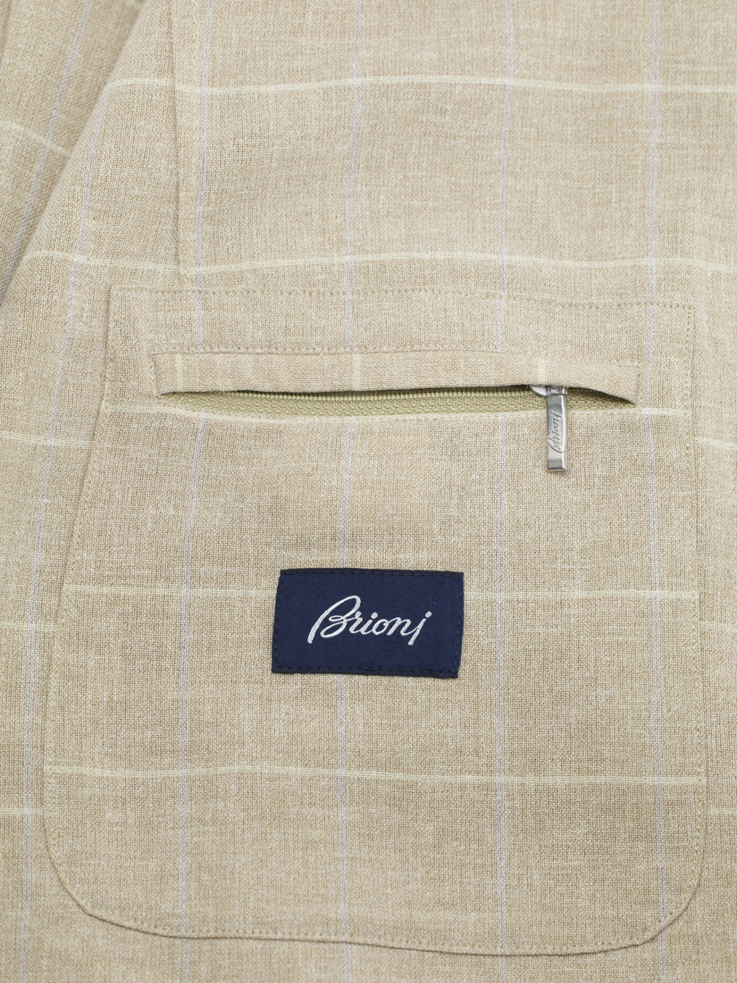Brioni Sand Wool, Linen & Cotton Windowpane Overshirt Jacket
