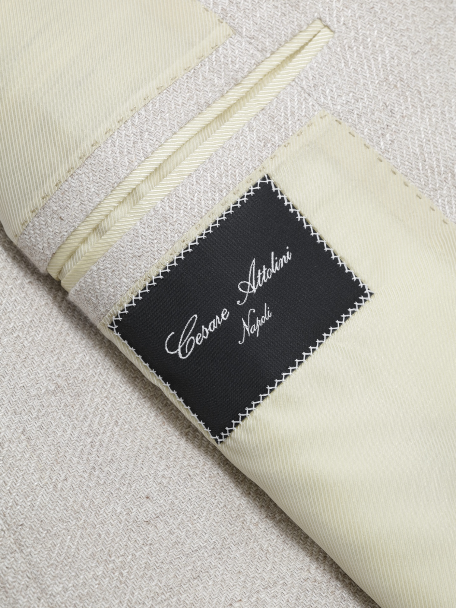 Cesare Attolini Oatmeal Linen, Silk & Cotton Micro-Structure Jacket