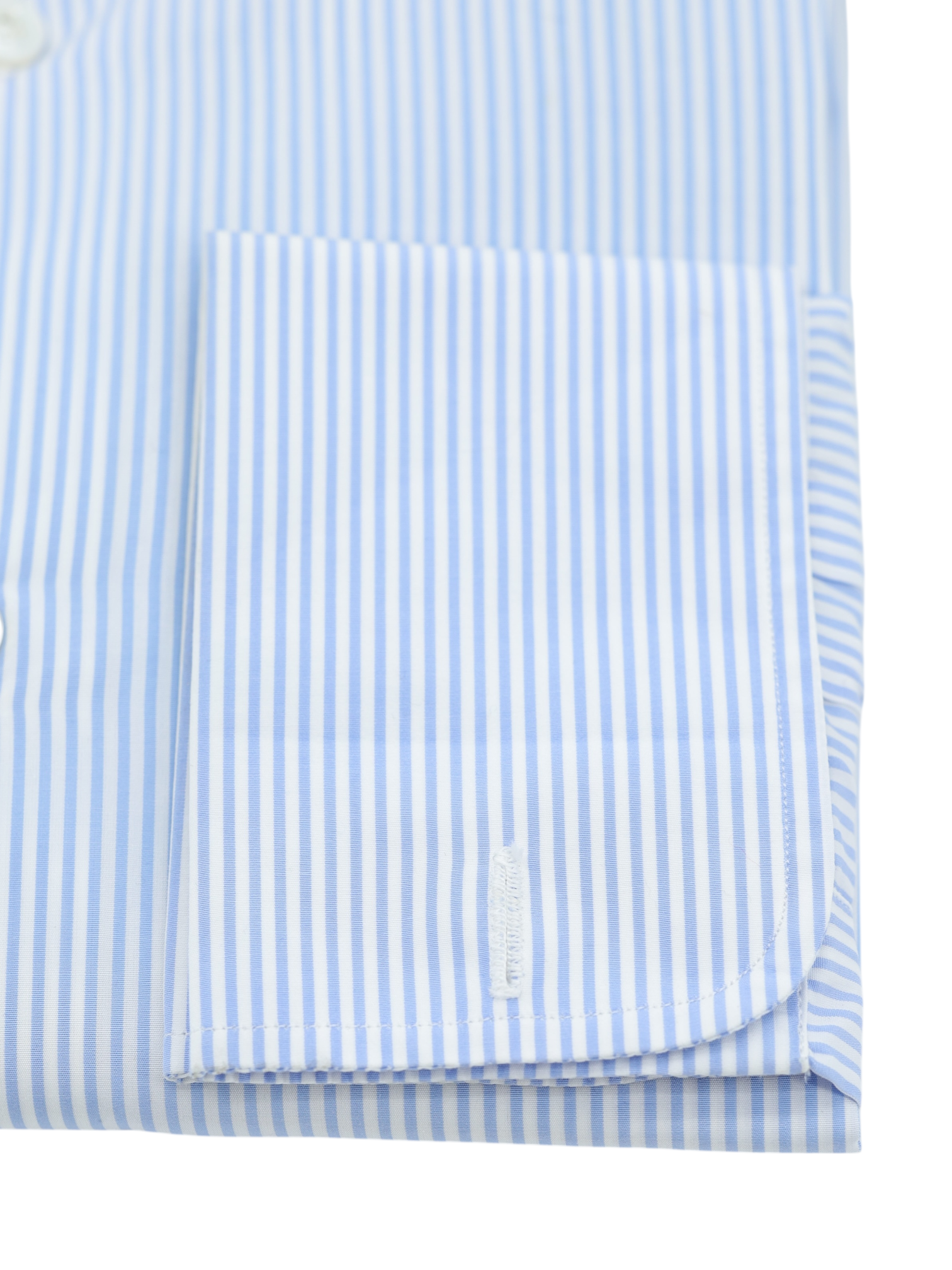 Finamore Light Blue Cotton Pinstripe French Cuff Shirt