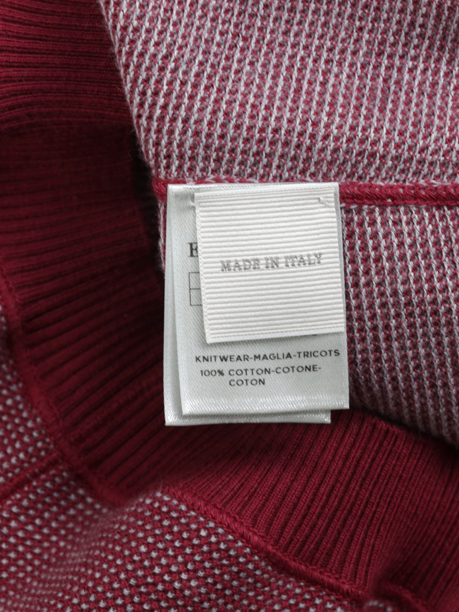 Ermenegildo Zegna Red Bicolor Lightweight-Cotton Pinpoint Roundneck Sweater