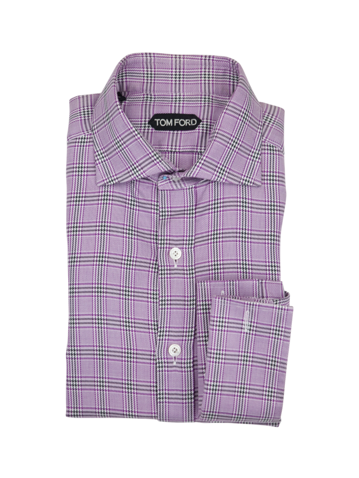 Tom Ford Lilac Cotton Prince of Wales Check Shirt