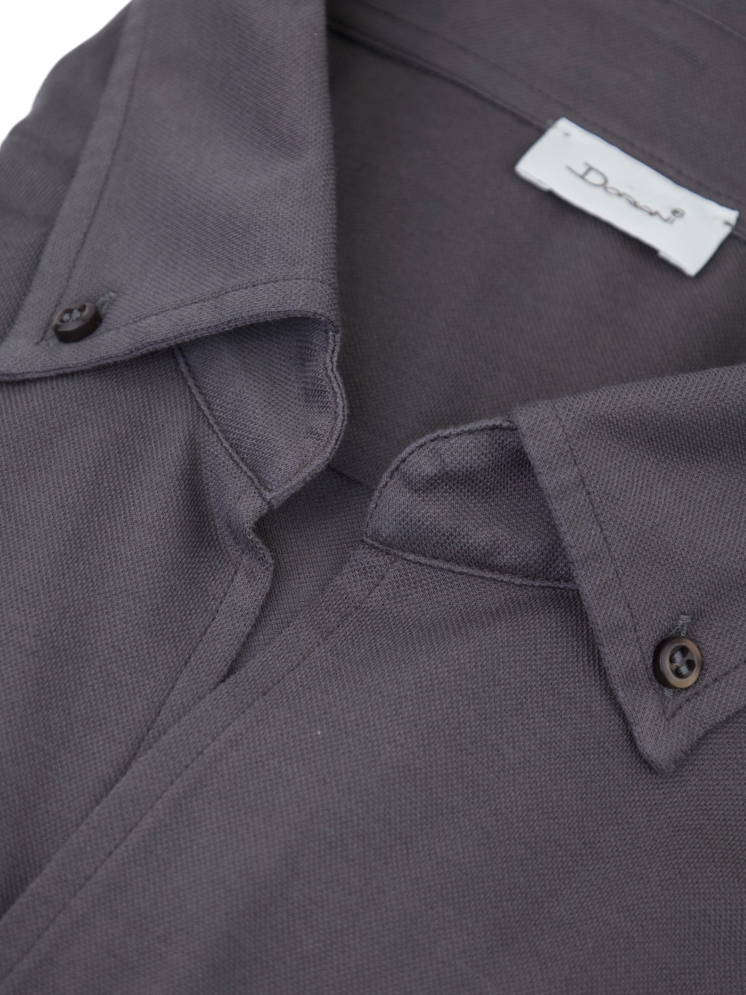 Doriani Cashmere Dark Taupe Pique Cotton Casual Shirt