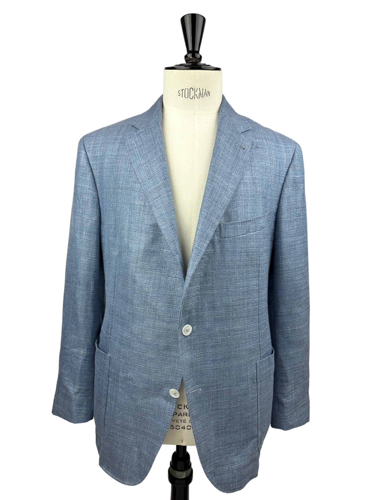 Canali lichtblauw jasje van wol, linnen en zijde