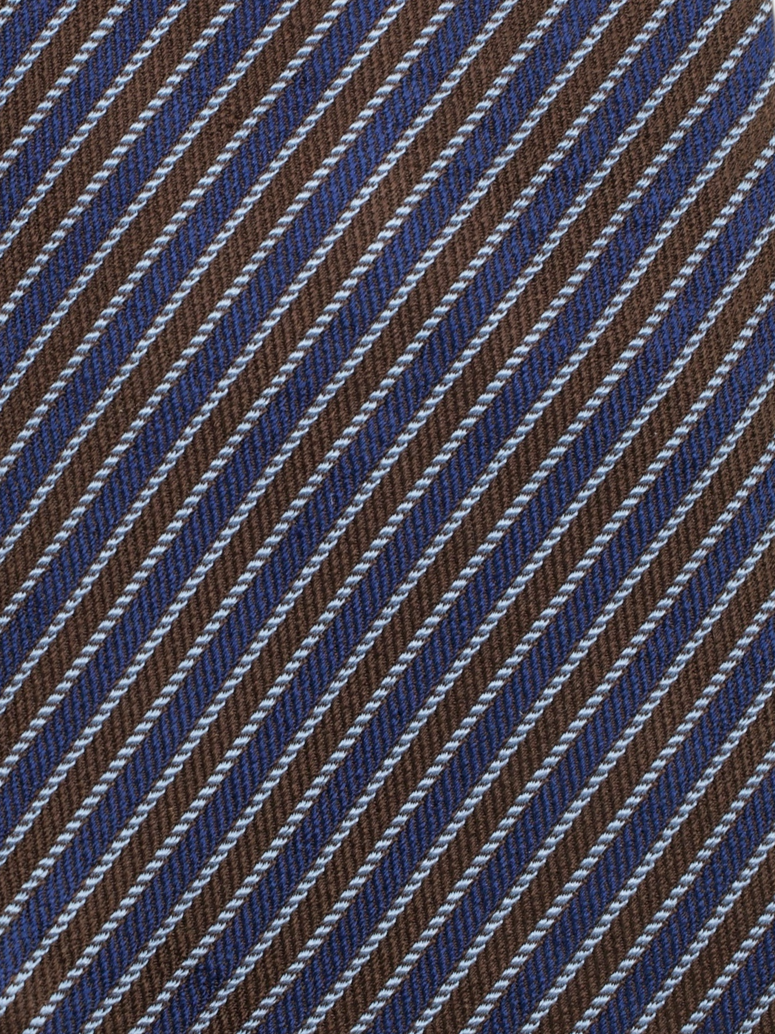 Cesare Attolini Dark Blue & Chocolate Brown Silk Striped Tie