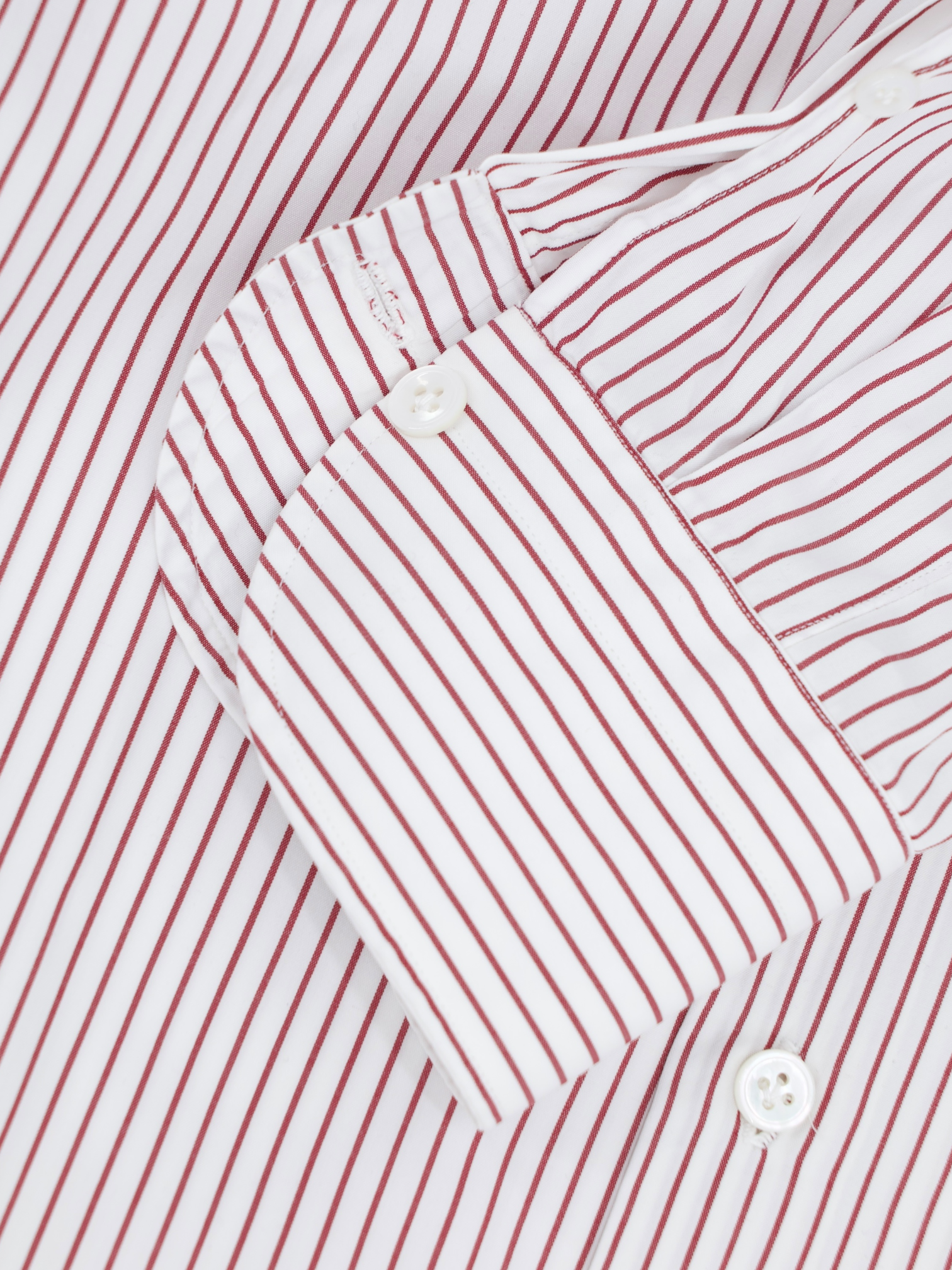 Fralbo White & Red Cotton Pinstripe Neapolitan Shirt