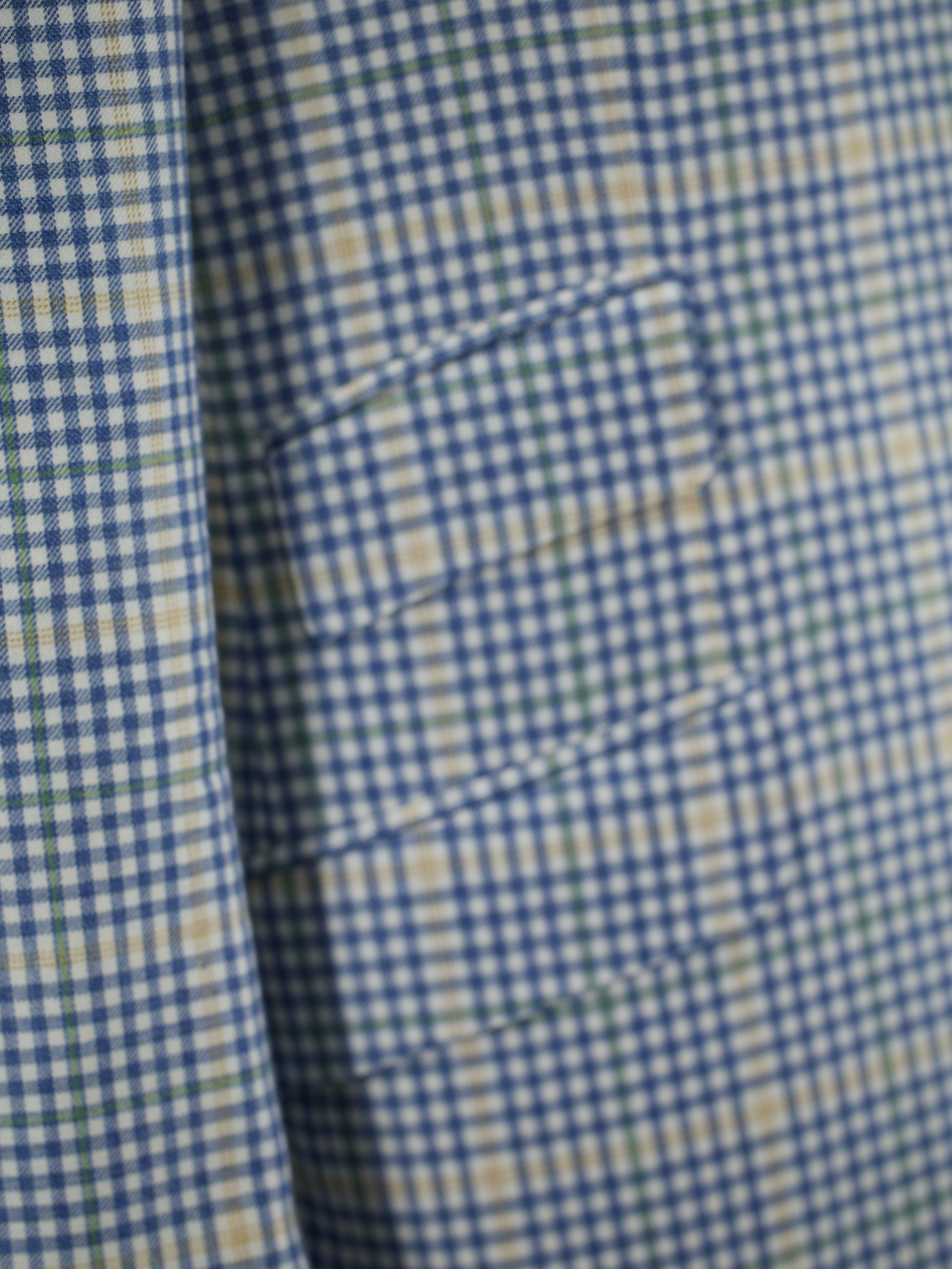 Brioni Light Blue & Yellow Cashmere & Silk Overcheck "Chigi" Jacket