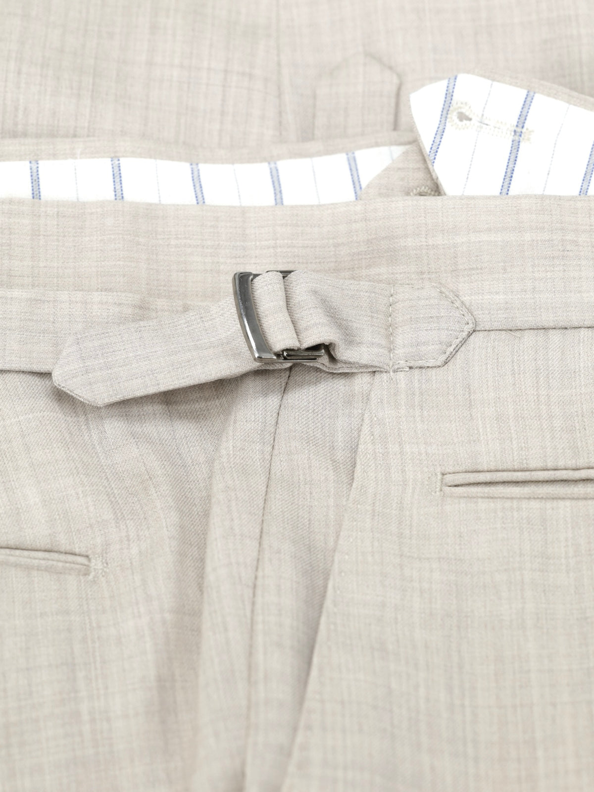 PT01 Greige Fine-Wool Melange Side-Adjuster Trousers