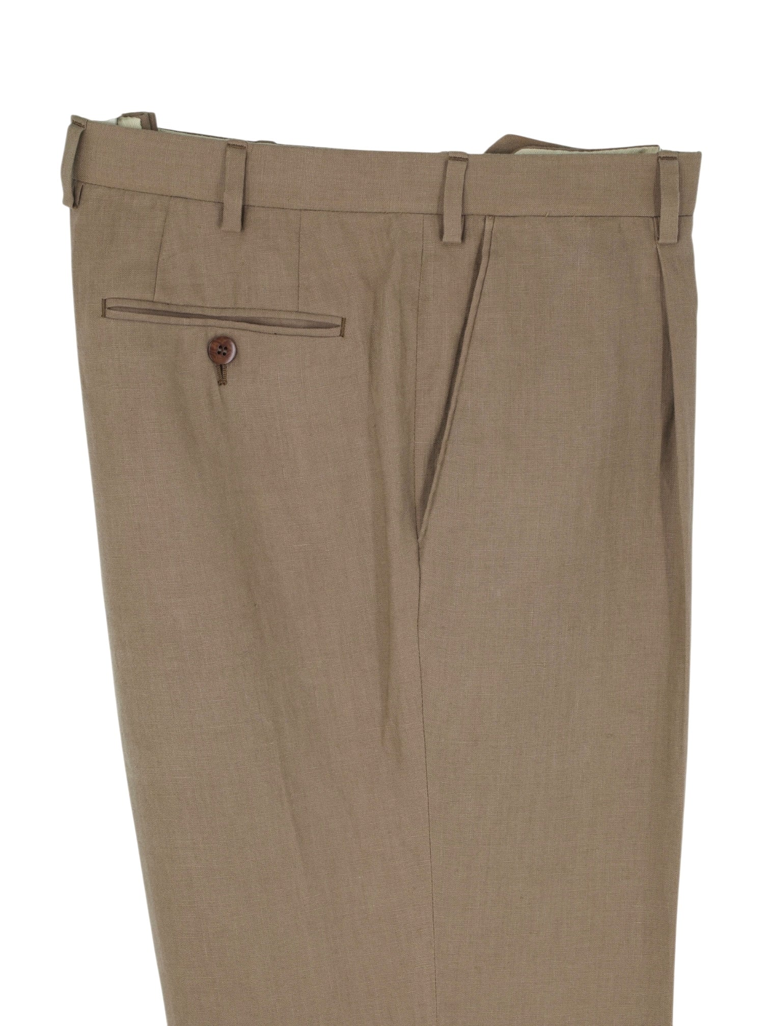 Brioni Light Brown Pure Linen "Eric Clapton" Pleated Trousers