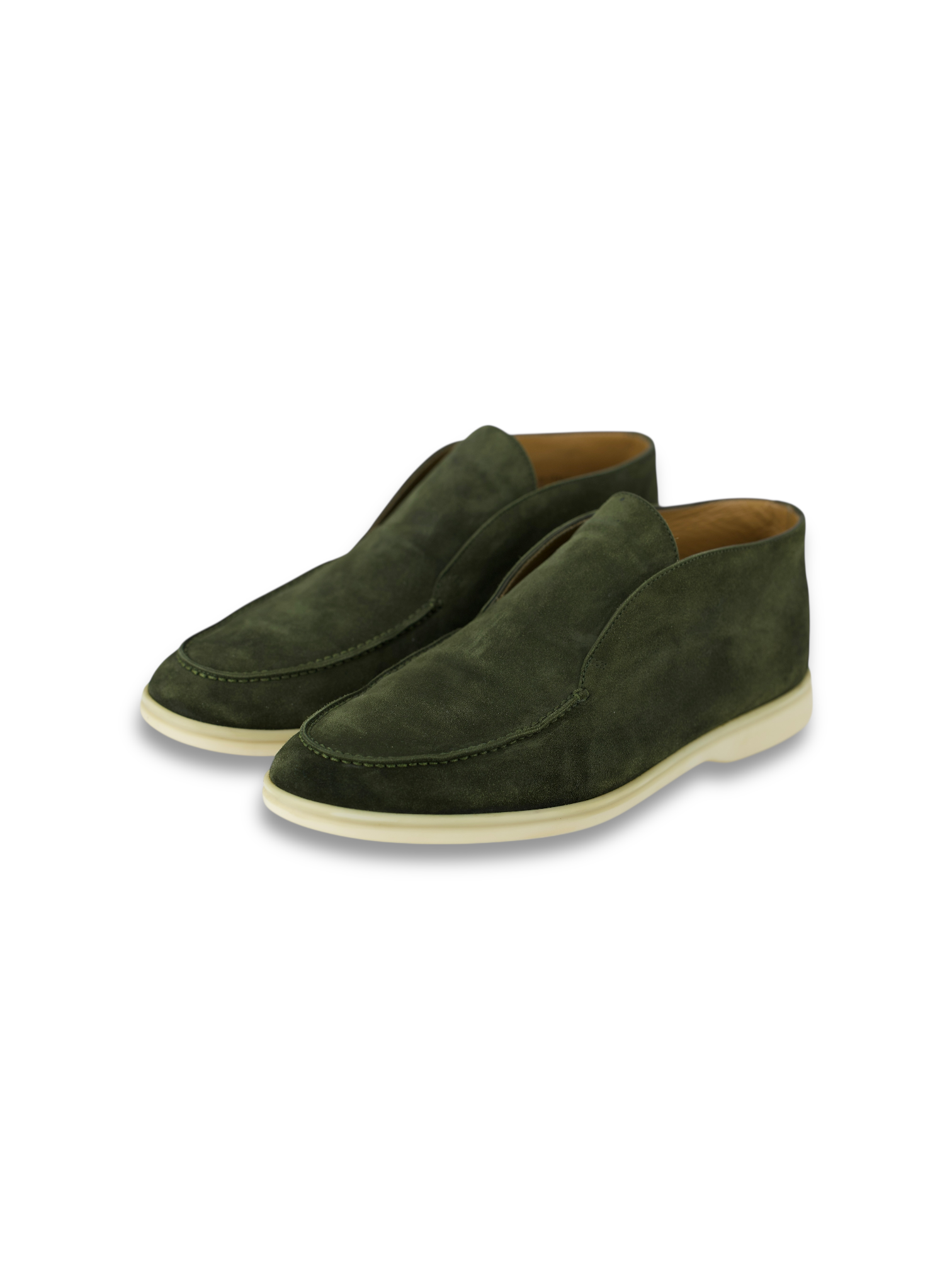 Loro Piana Cucunci Green Suede Open Walk Ankle Boots