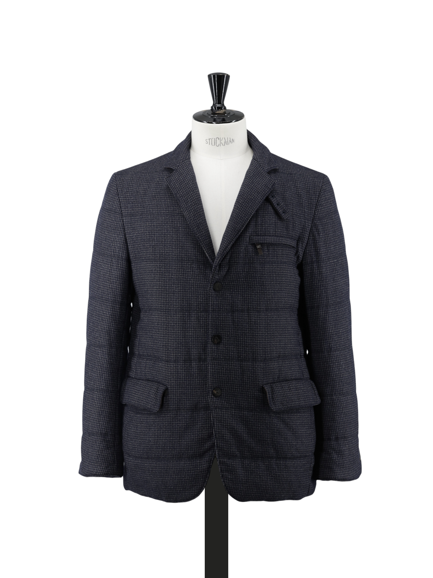 Brioni Dark Blue Wool Rain-System® Micro-Pattern Padded Jacket
