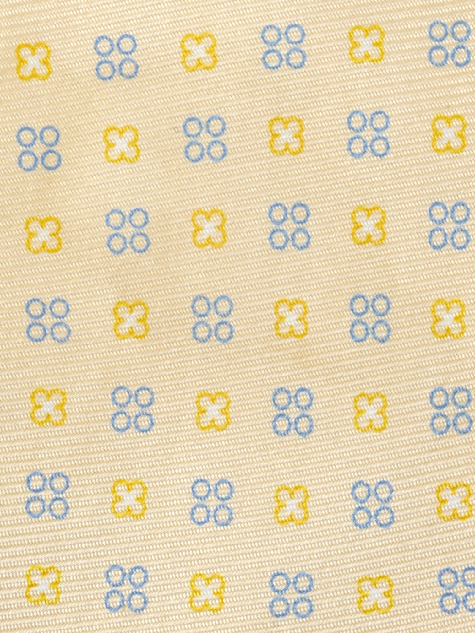 Kiton 5-Fold Butter Yellow & Blue Silk Geometric Self-Tipped Tie