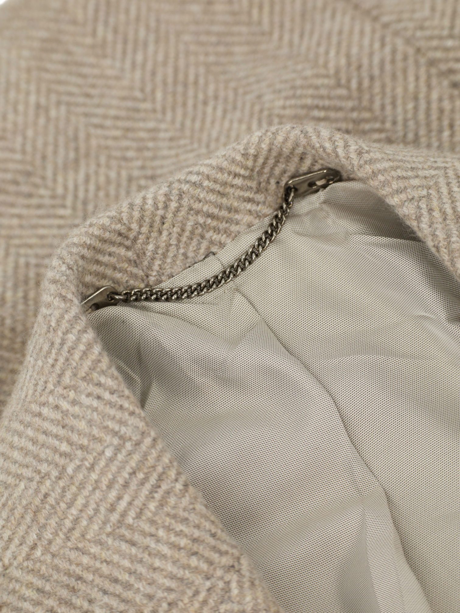 Cesare Attolini Taupe Pure Cashmere Herringbone Sartorial Polo Coat