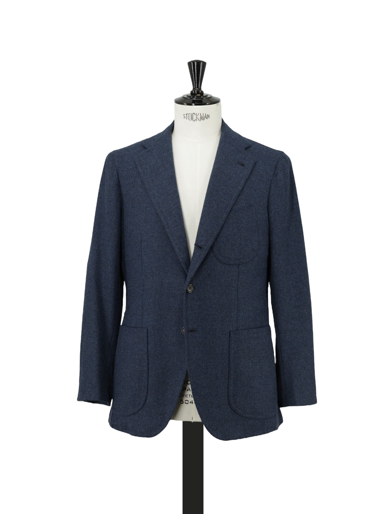 Orazio Luciano Dark Blue Plushy Wool & Cashmere Herringbone Jacket