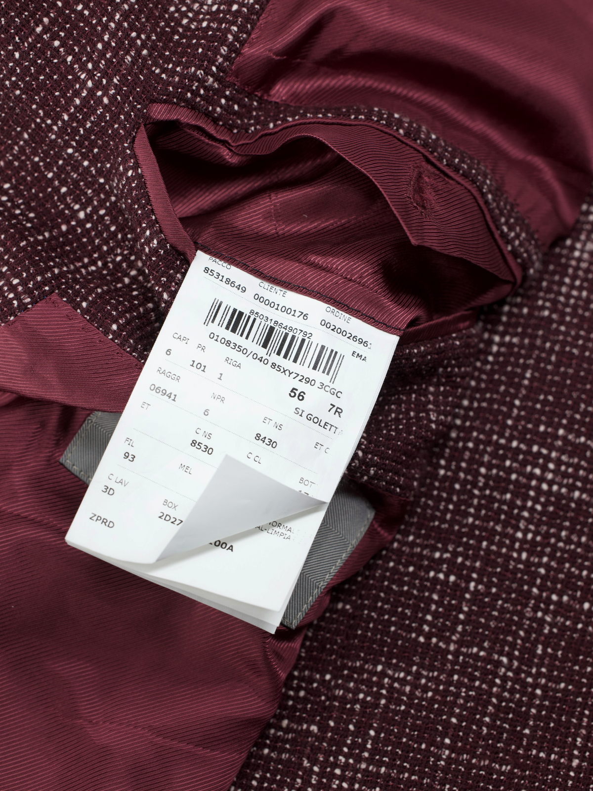 Corneliani Oxblood & White Speckled Wool, Cotton & Stretch "Gate" Jacket