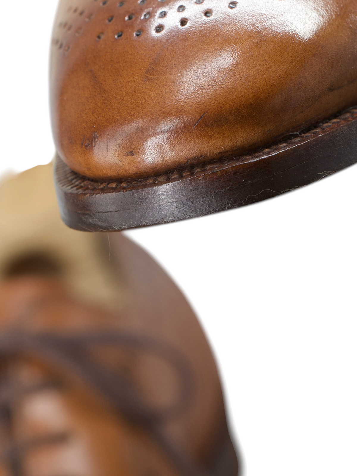 Saint Crispin's Cognac Brown Perforated Whole-Cut Oxford Shoes