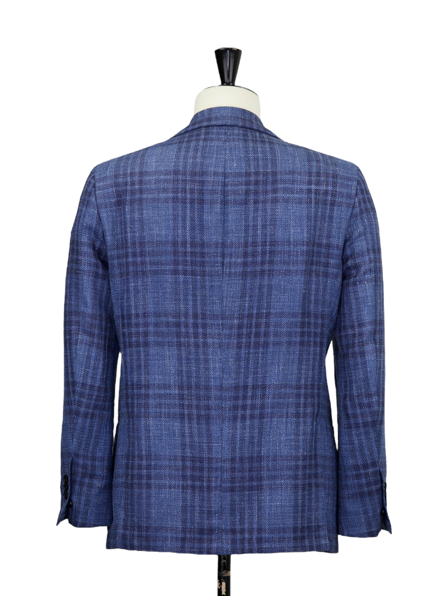 Kiton Sapphire Blue Cashmere, Wool, Silk & Linen Glencheck Jacket