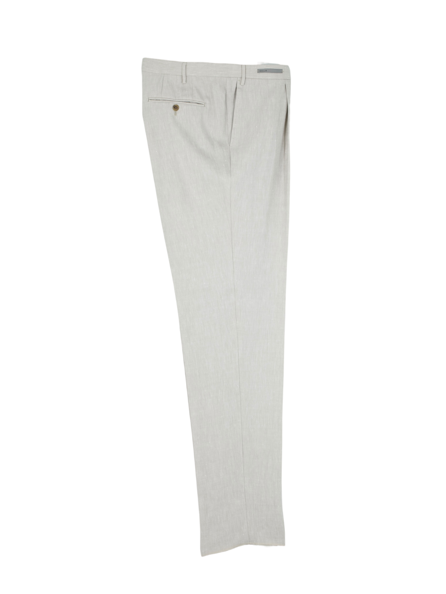 Corneliani Greige Linen and Wool Mélange Trousers