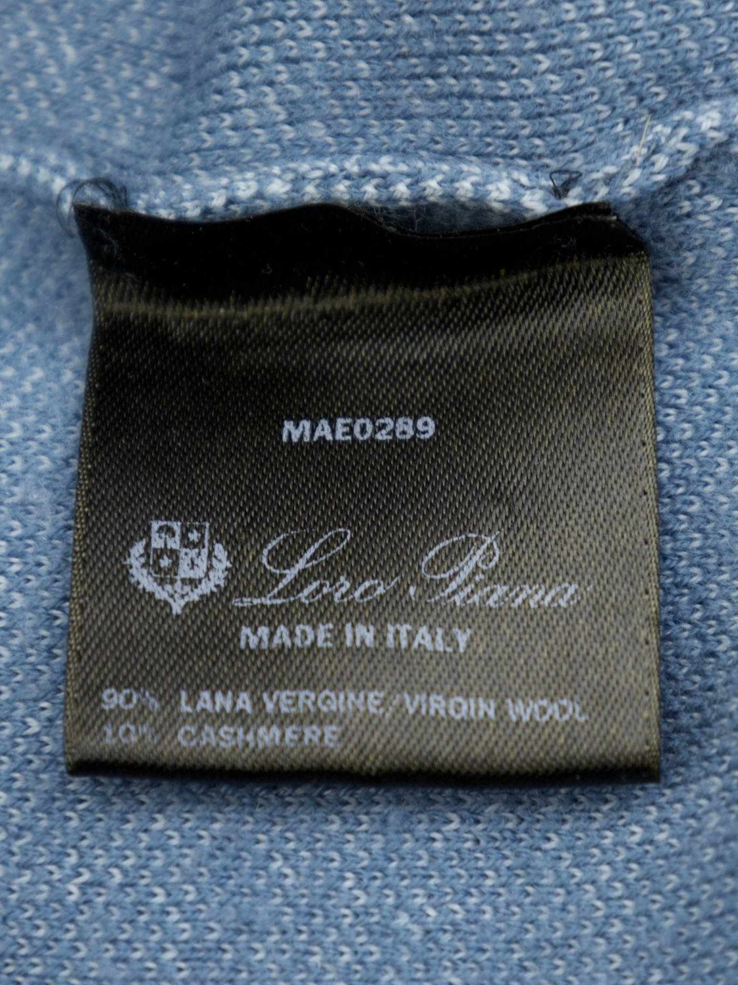 Loro Piana Turquoise Wool & Cashmere Micro-Pattern Roundneck