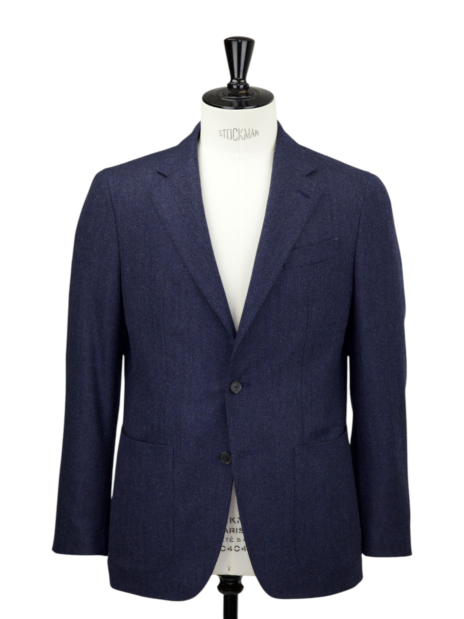 Caruso Blue Wool & Cashmere Herringbone “Butterfly” Jacket