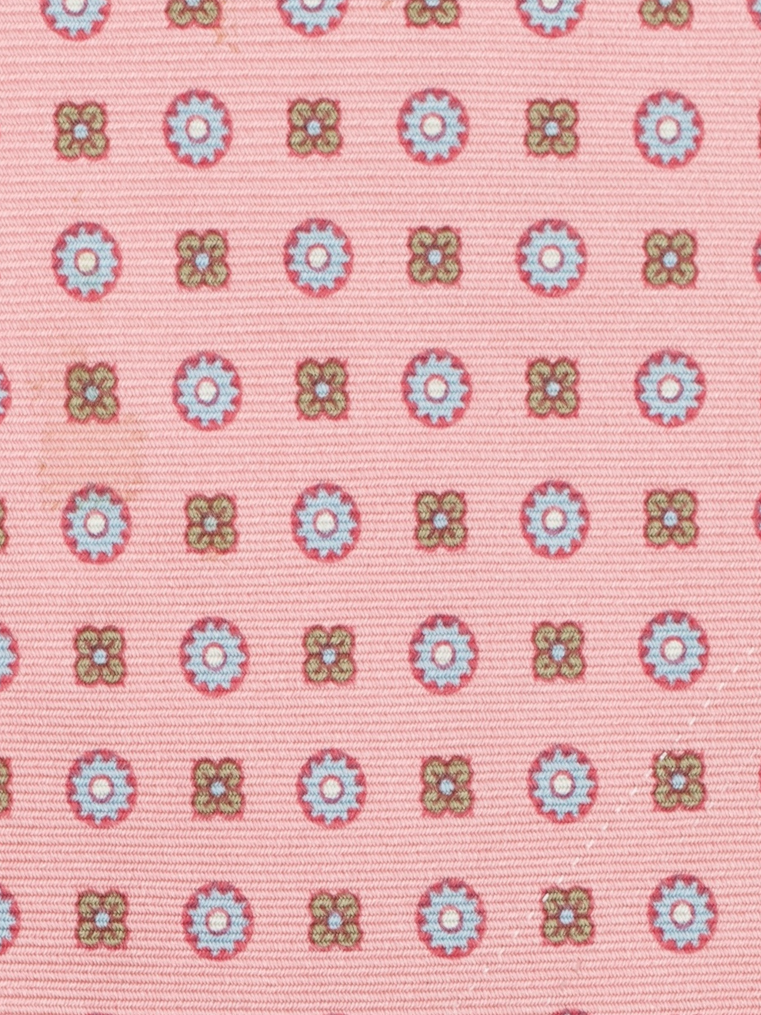 Luigi Borrelli 5-Fold Pink & Light Blue Silk Floral Pattern Tie