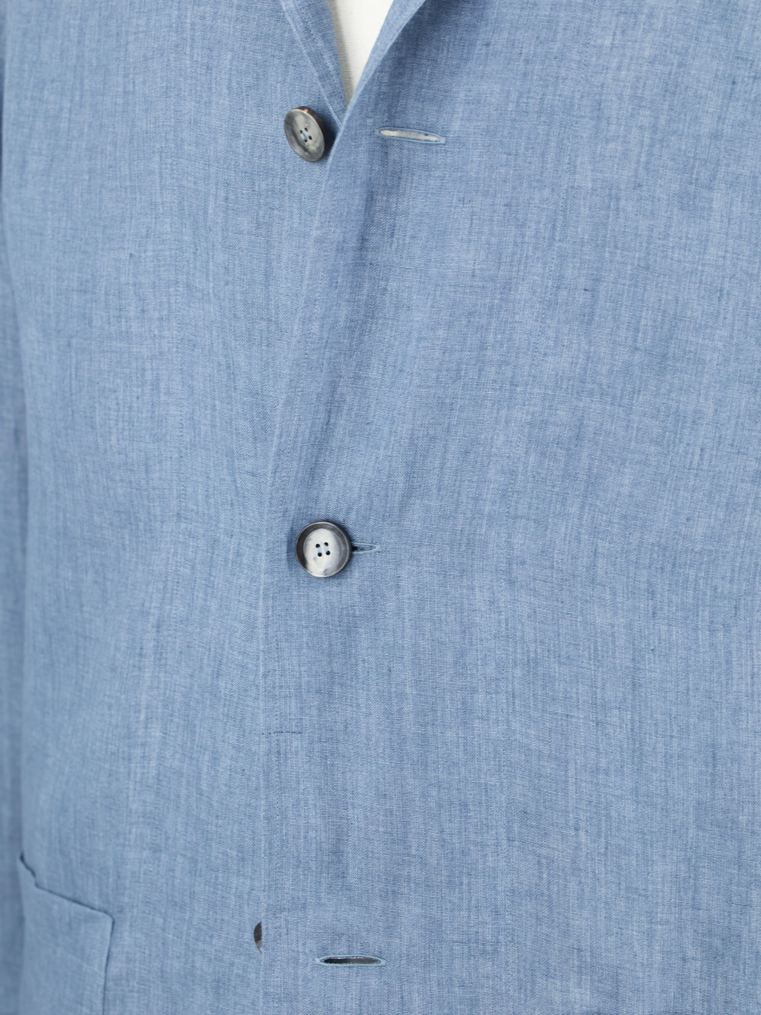 Brioni Azzurro Blue Linen Camp-Collar Shirt Jacket