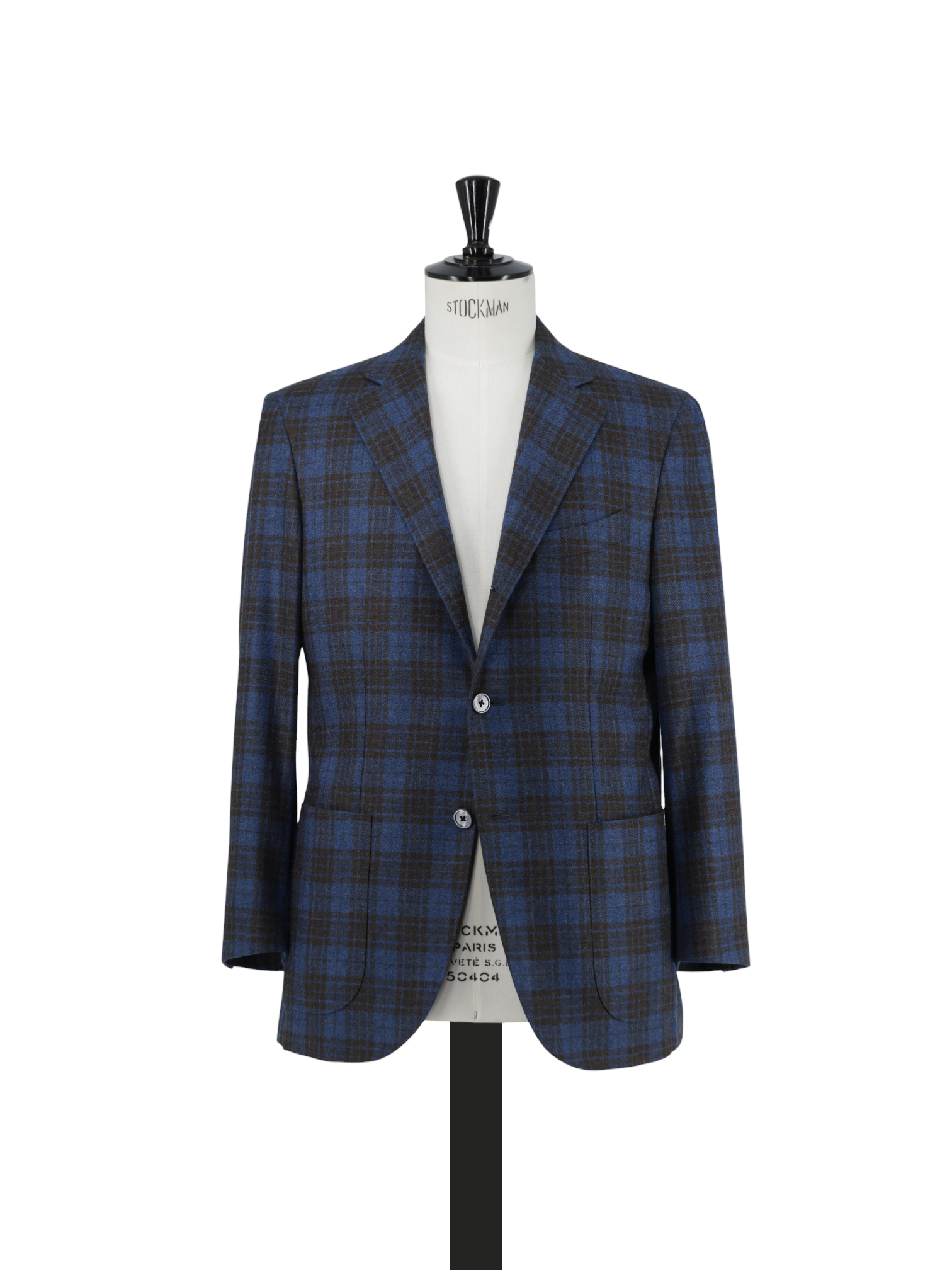 Corneliani Sartoria Azure Blue & Brown Wool-Cashmere Check Jacket