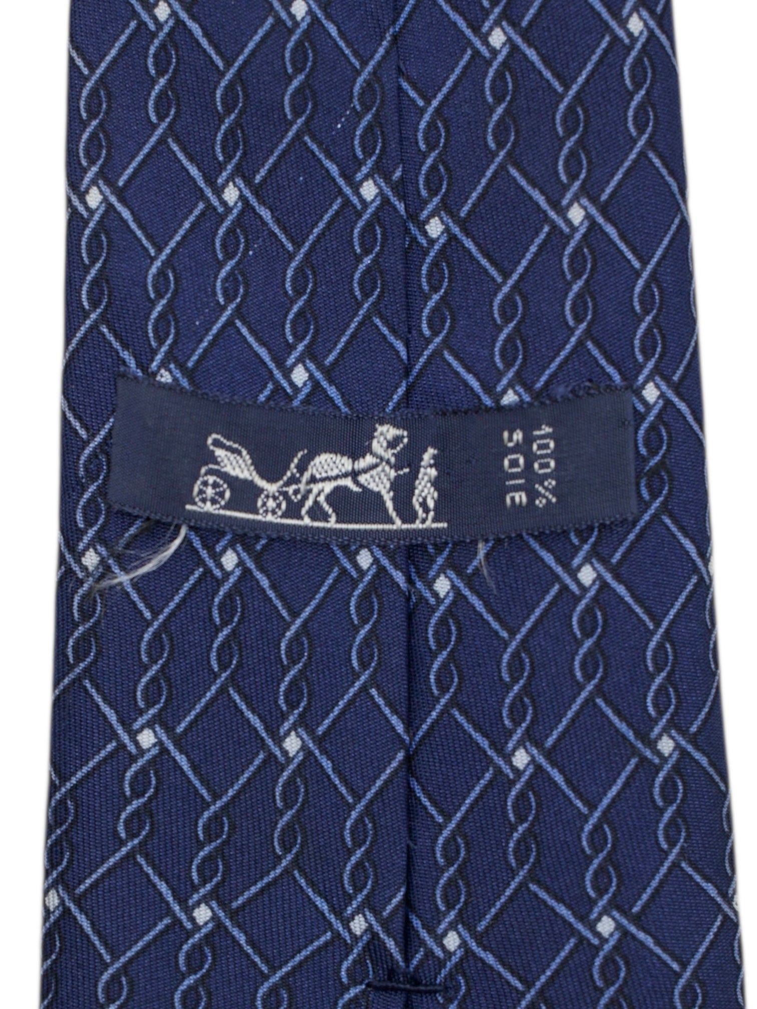Hermès Blue Silk Geometric Wire Pattern