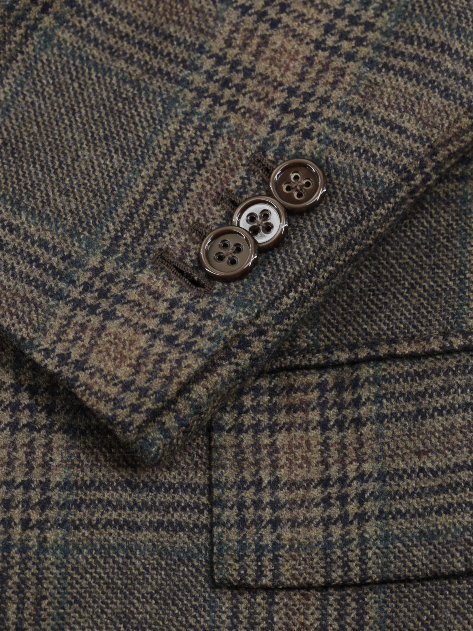 Orazio Luciano Light Brown & Green Wool & Cashmere Glenplaid Jacket