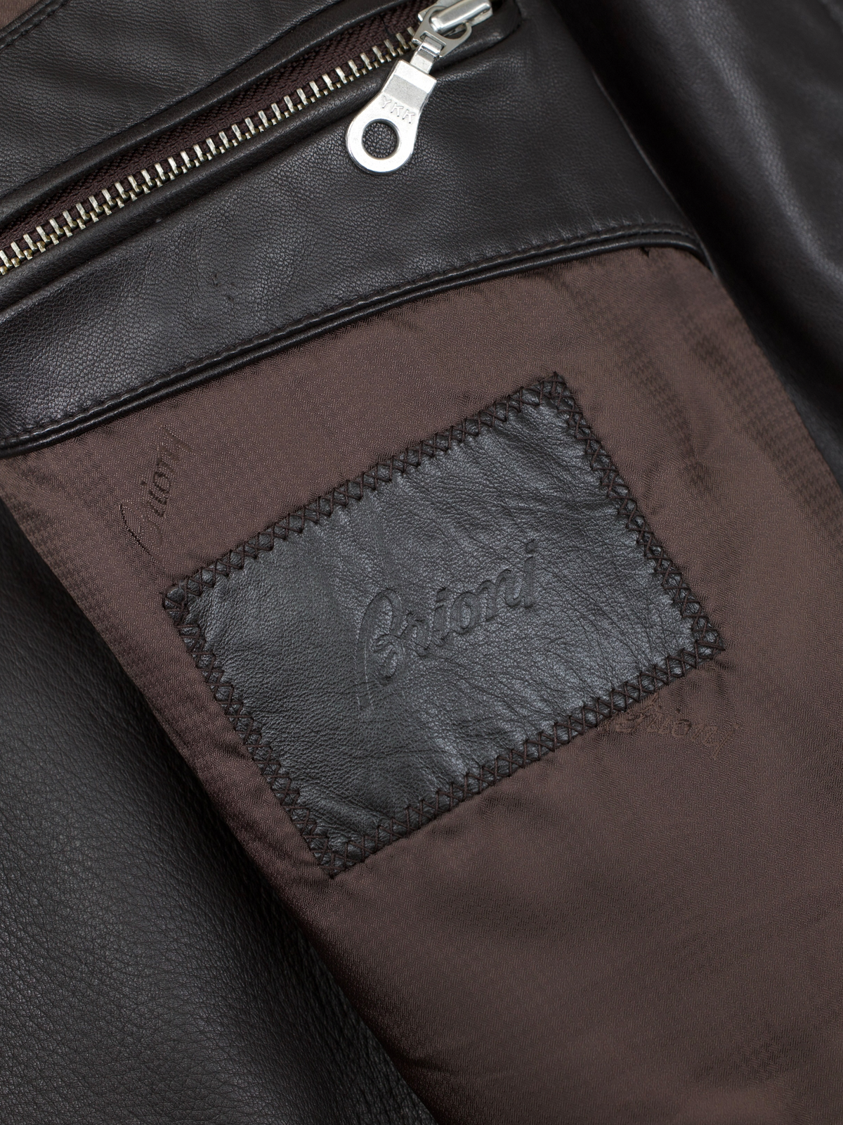 Brioni Dark Brown Deerskin Grain Leather Coat