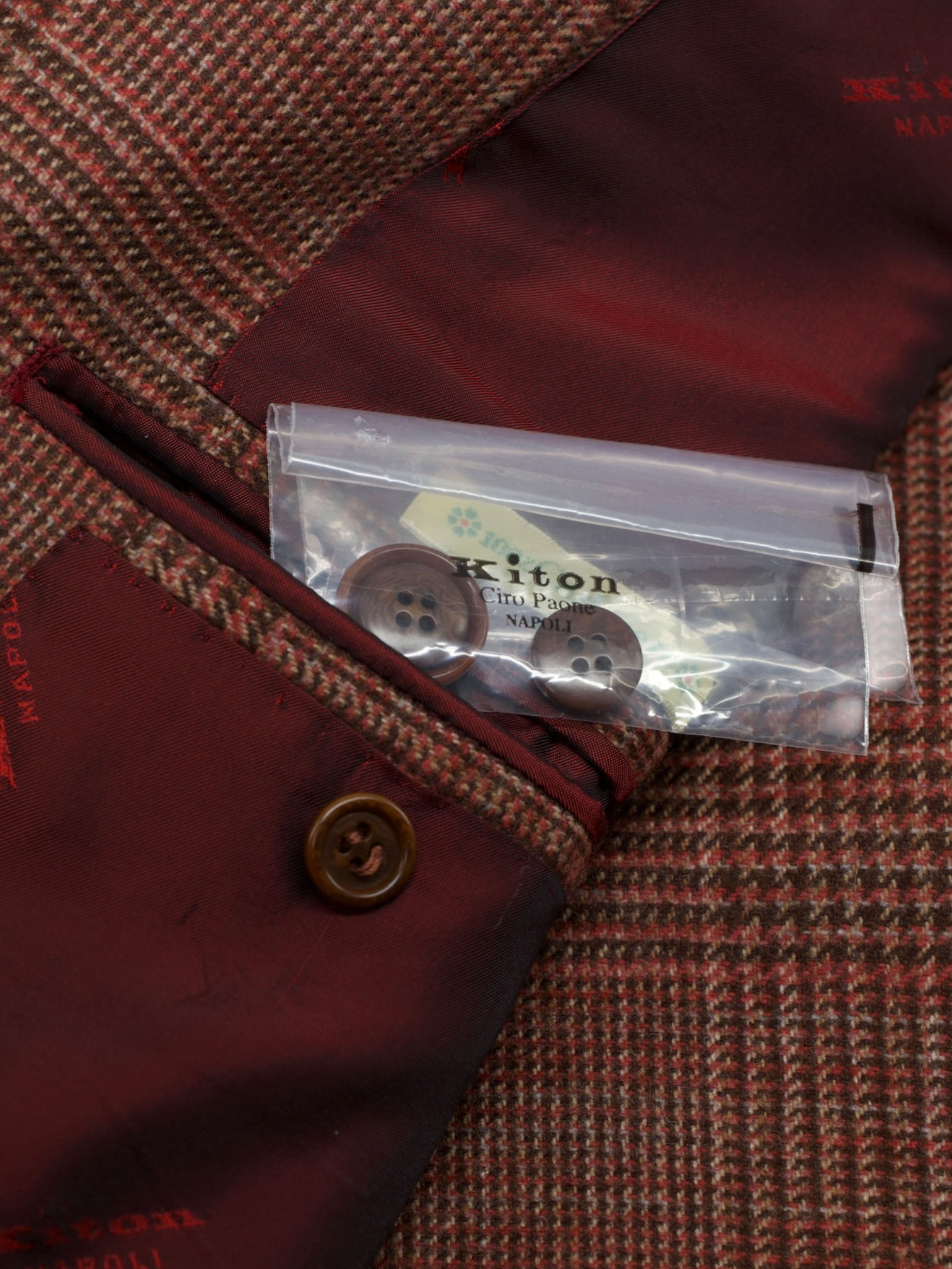 Kiton Burnt Orange Pure Cashmere Prince of Wales Jacket