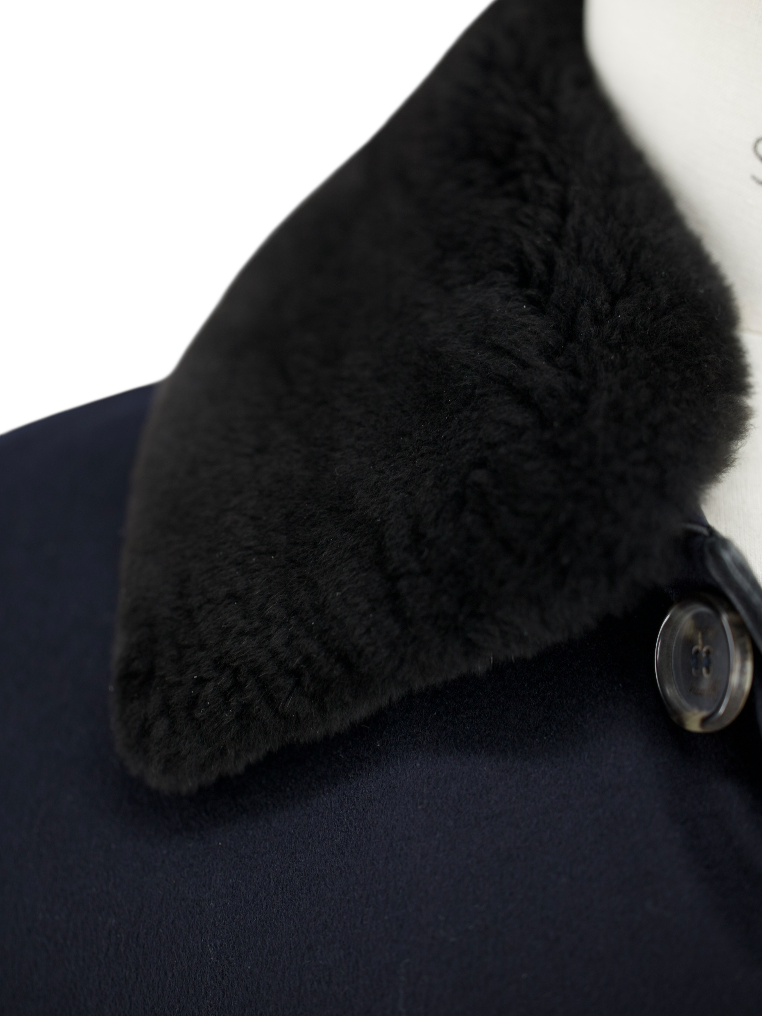 Brioni Navy Pure Cashmere Castorino-Fur Collar Coat