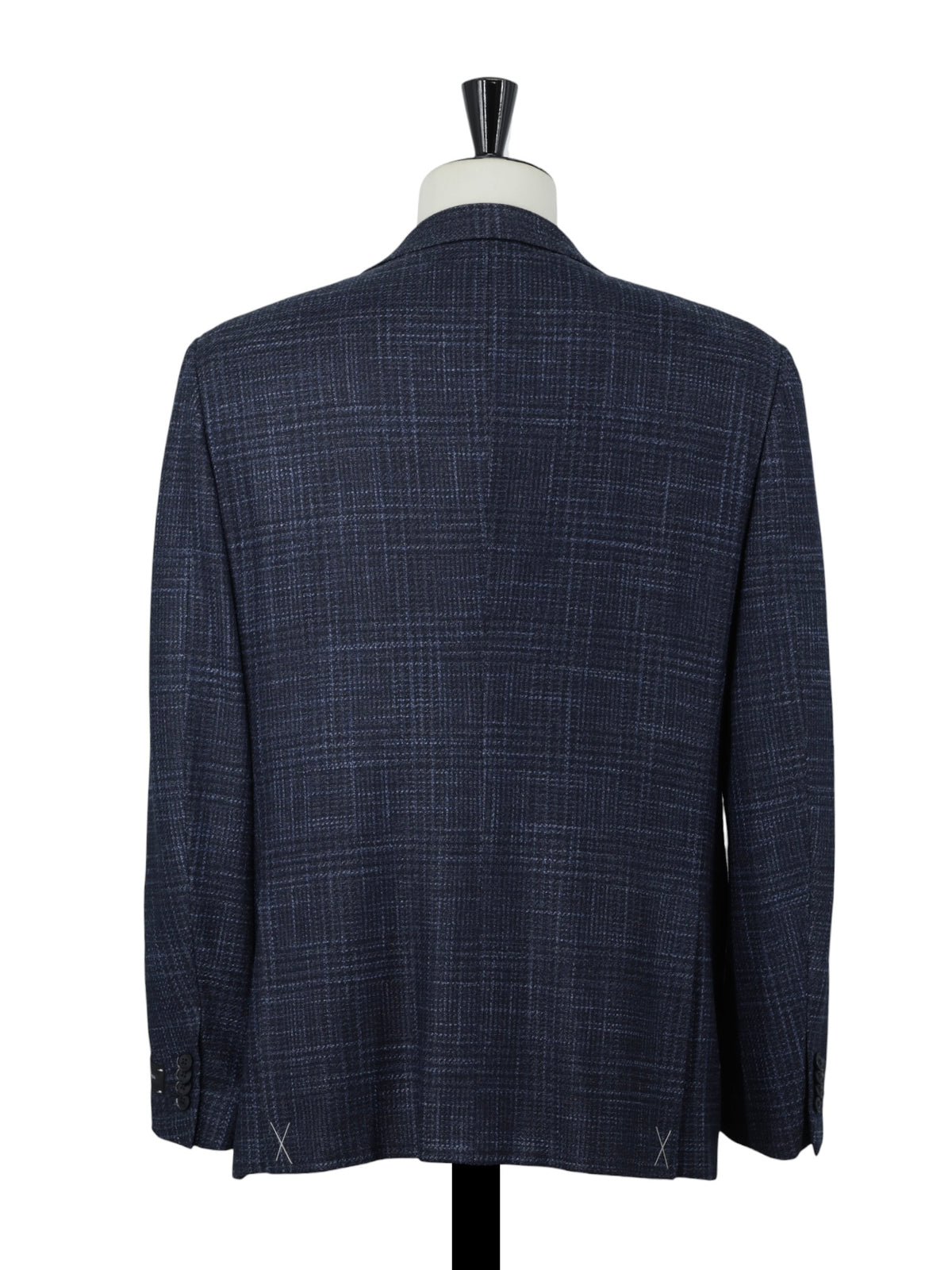 Ermenegildo Zegna Dark Blue Wool, Silk & Cashmere "Winter Crossover" Checkered Jacket