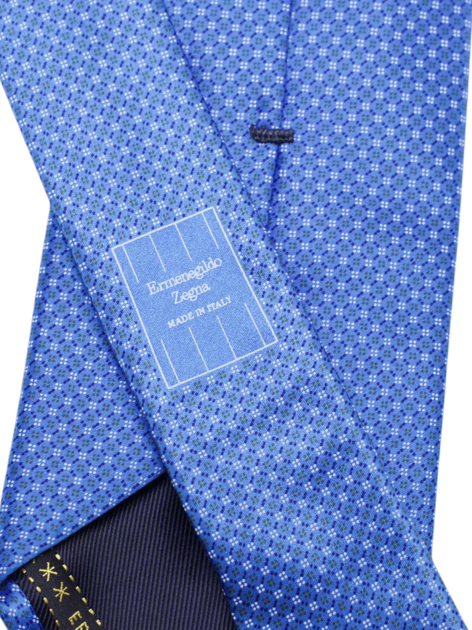 Ermenegildo Zegna Sky Blue Shiny-Silk Geometric Pattern Tie