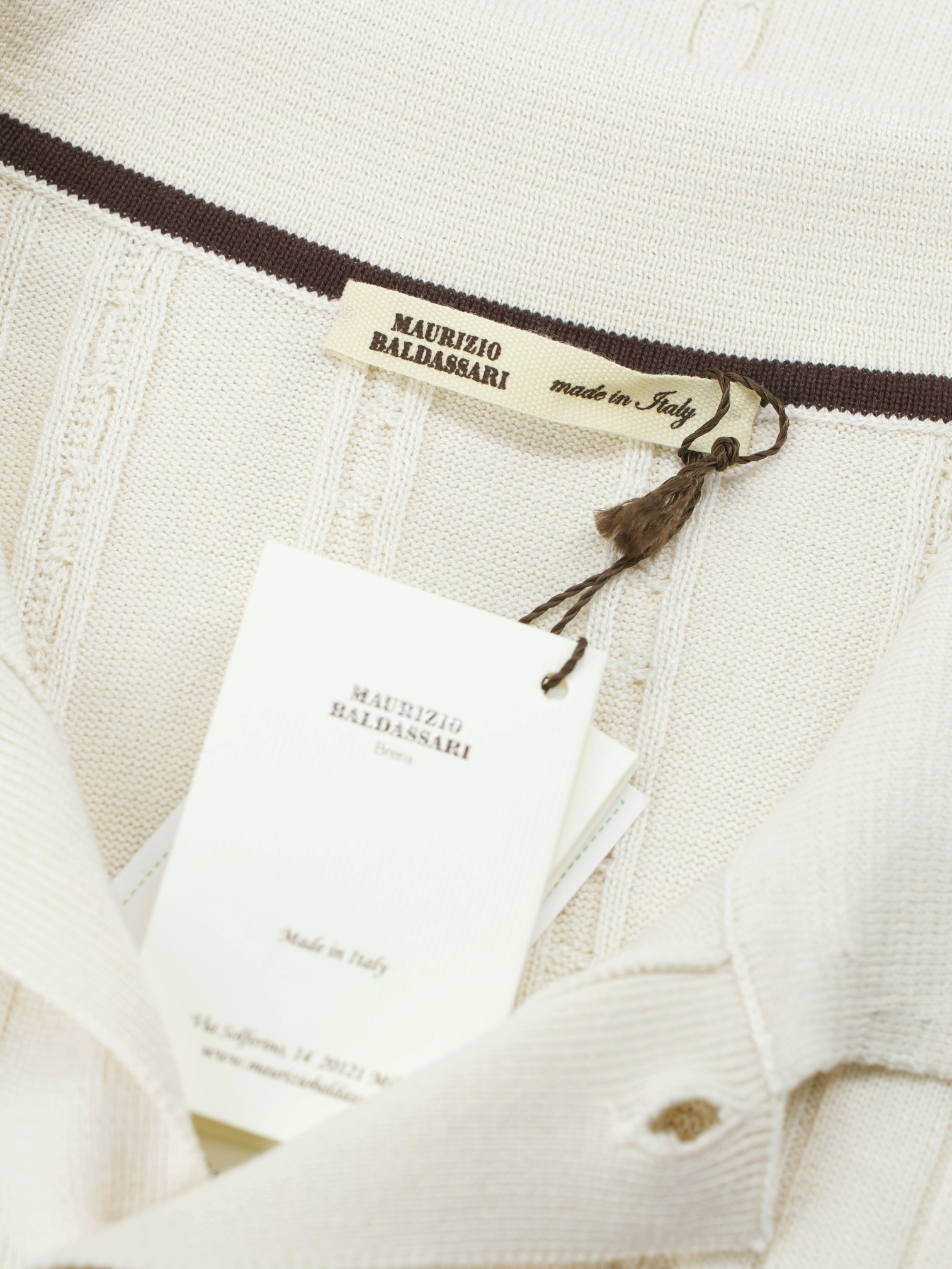Maurizio Baldassari Crème Silk & Cotton Cable-Knitted Cardigan Shirt