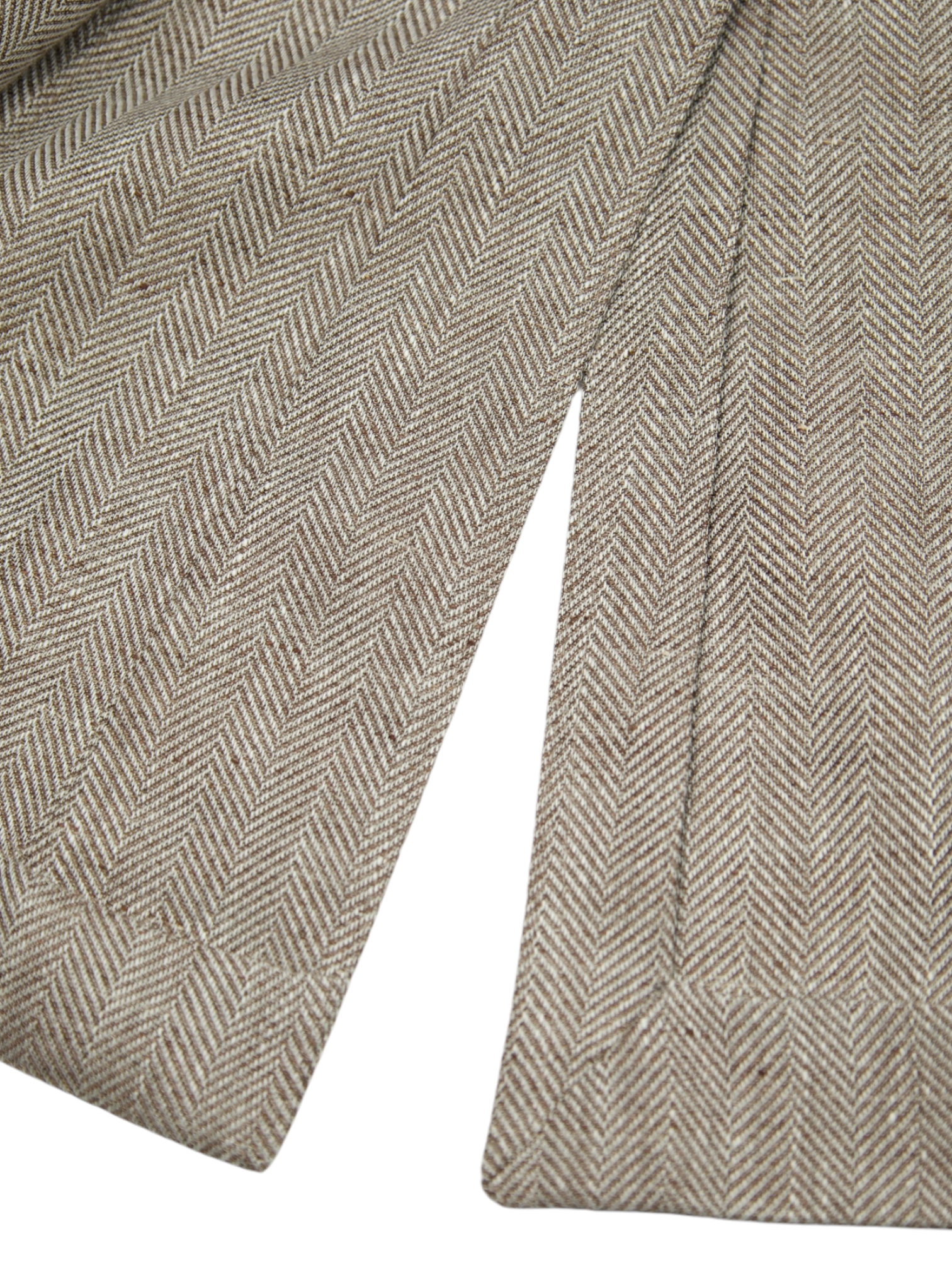 Caruso Light Brown Double Breasted Linen & Wool Herringbone Jacket