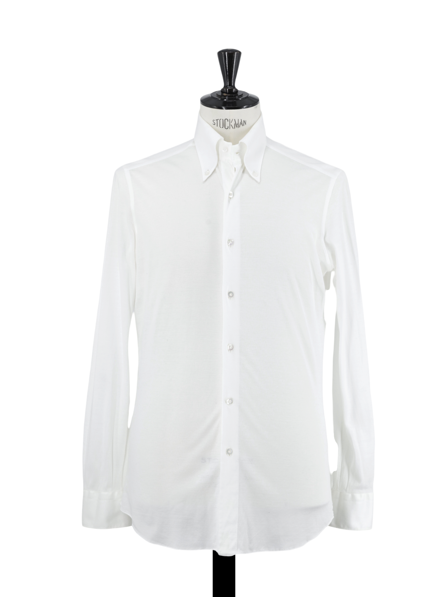 Fray White Knitted Piqué-Cotton Button-Down Shirt