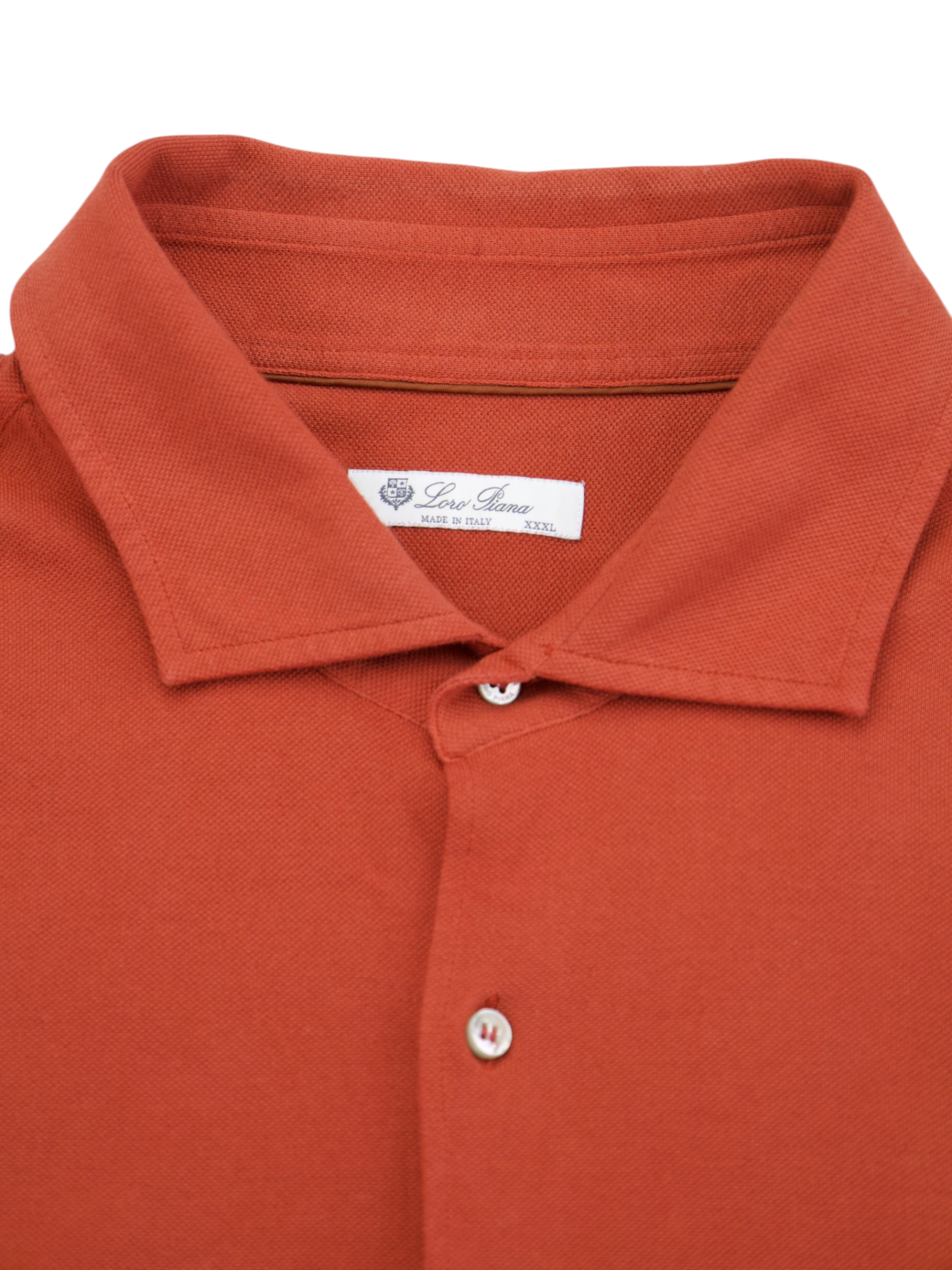 Loro Piana Orange Piqué Knitted Cotton Shirt